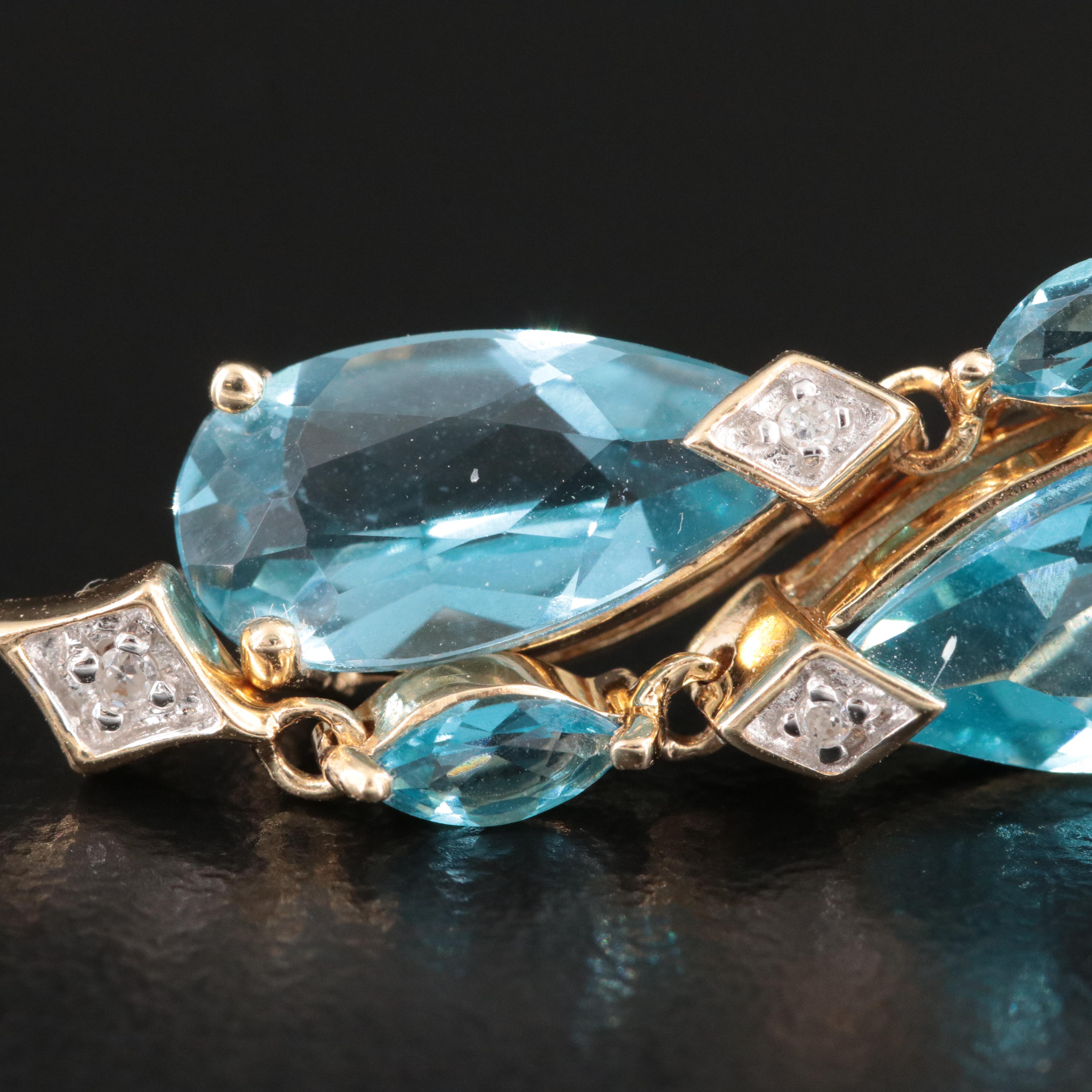 14K Swiss Blue Topaz and Diamond Earrings