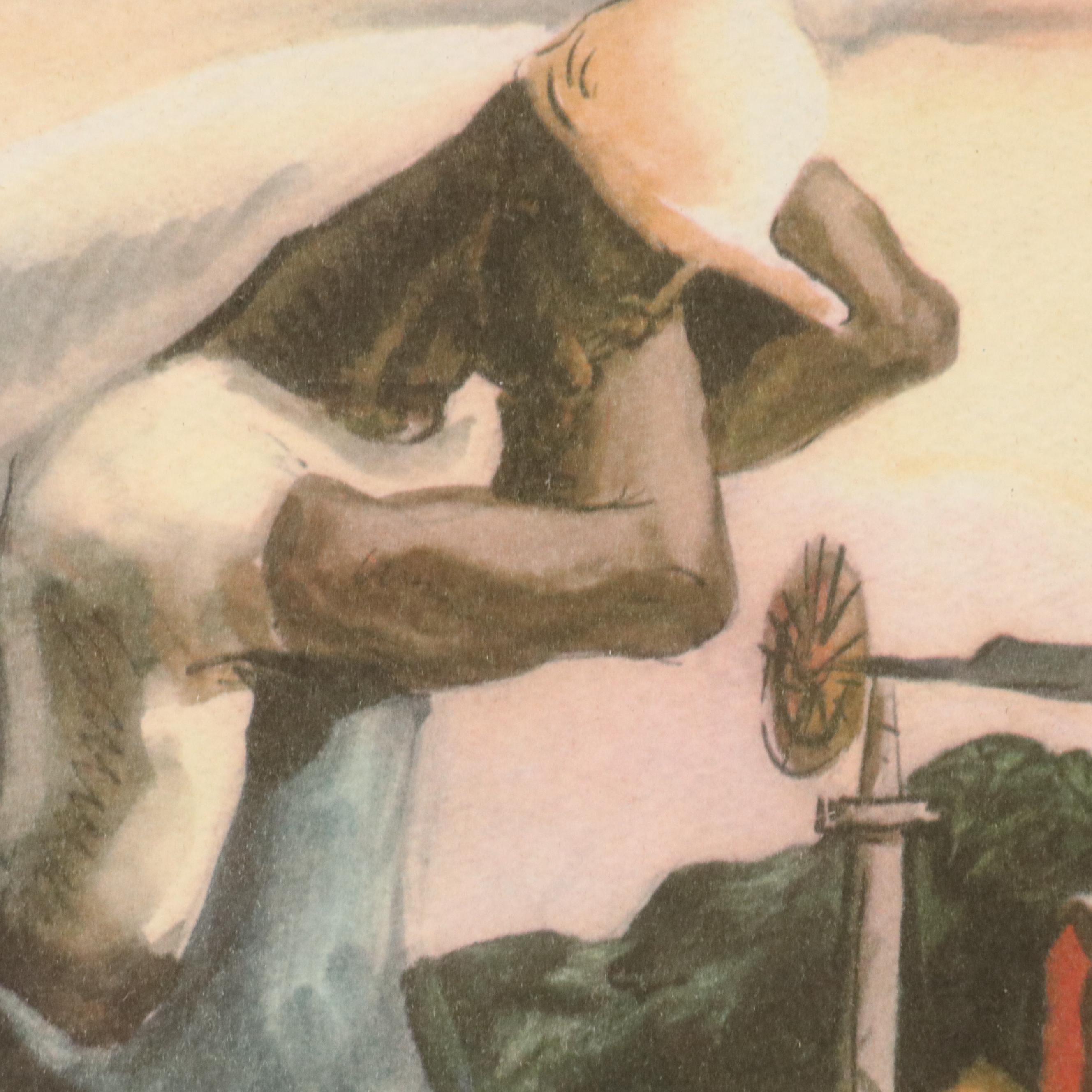 Thomas Hart Benton Designed Offset Lithograph "Cotton Pickers - Georgia"