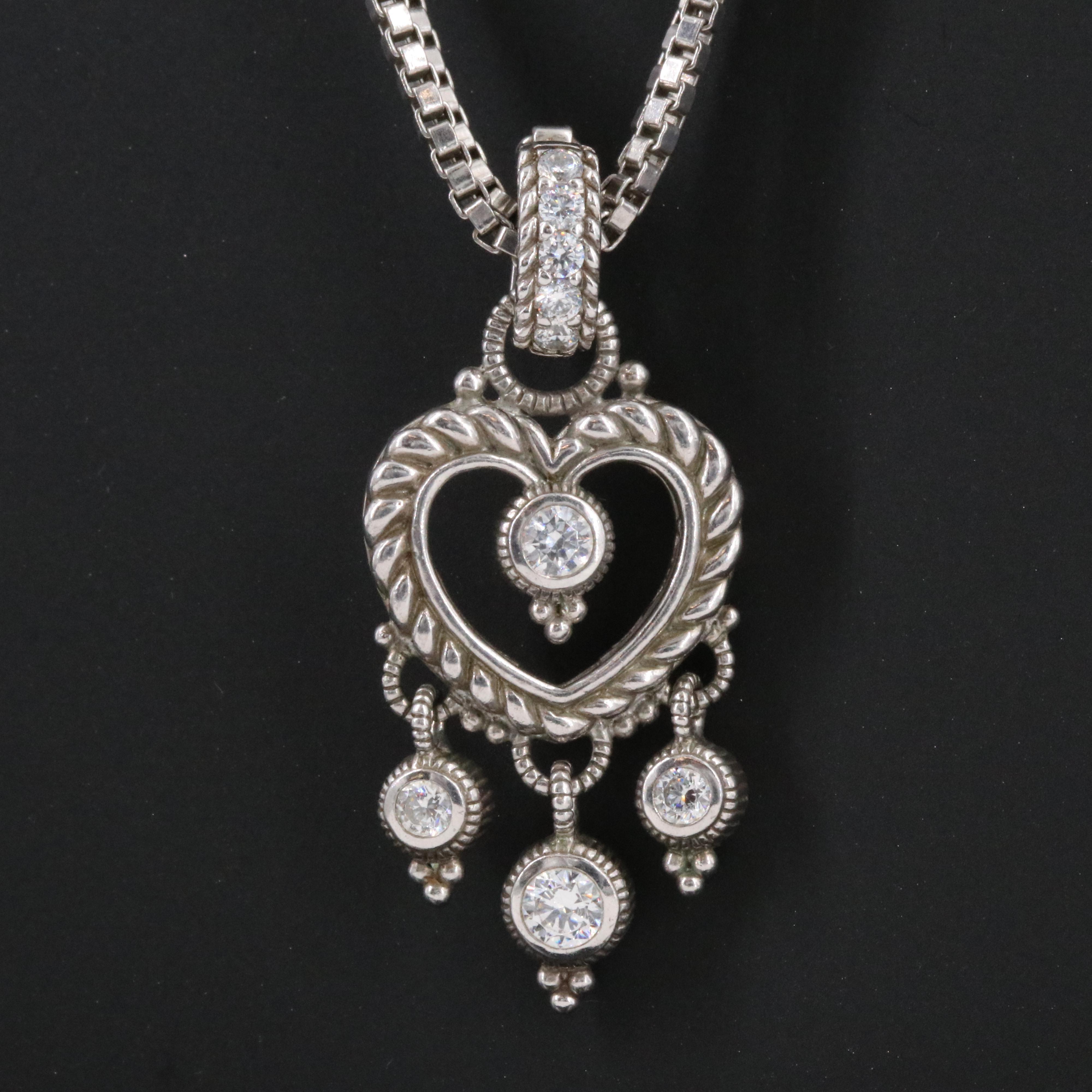 Sterling CZ Heart Enhancer Pendant Necklace