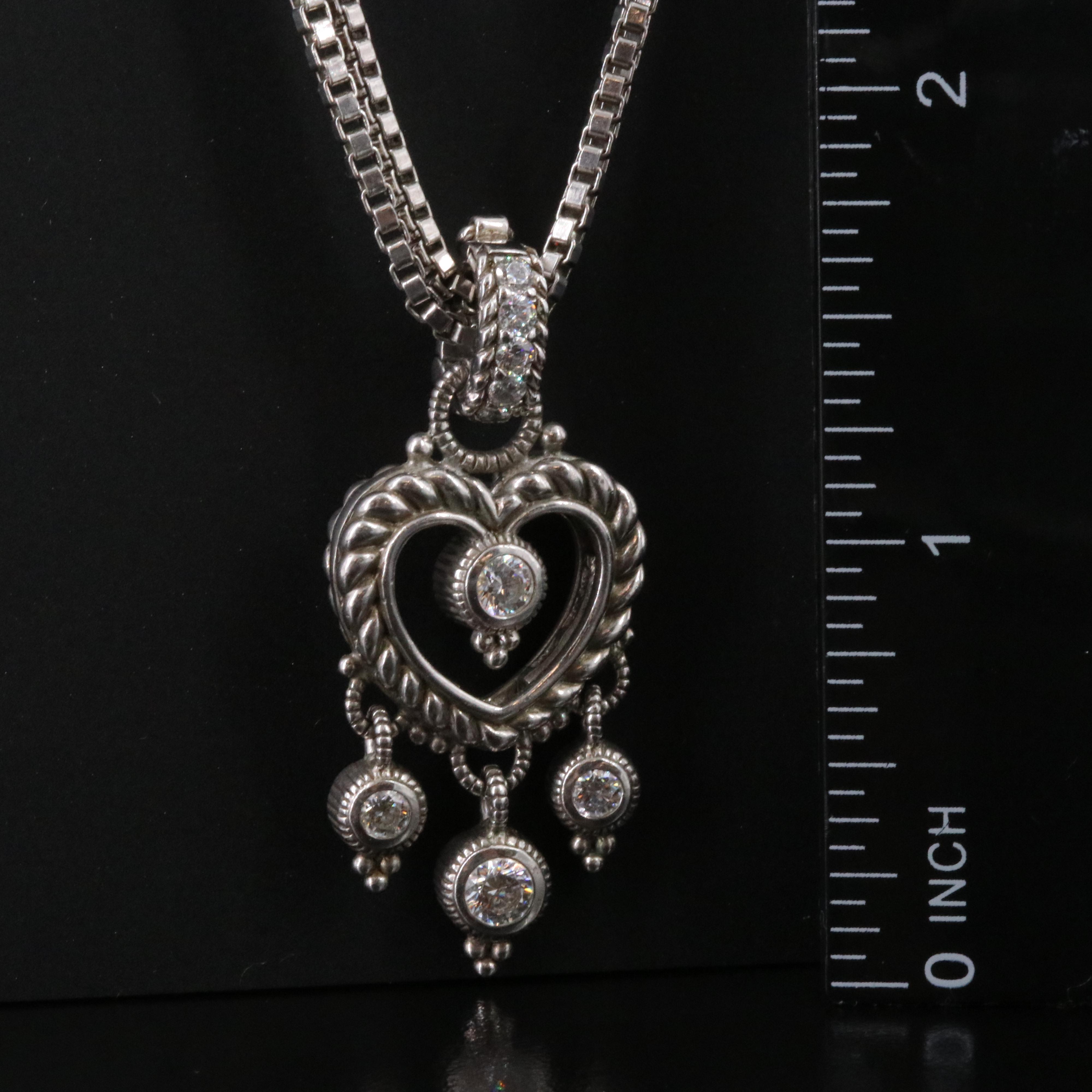 Sterling CZ Heart Enhancer Pendant Necklace