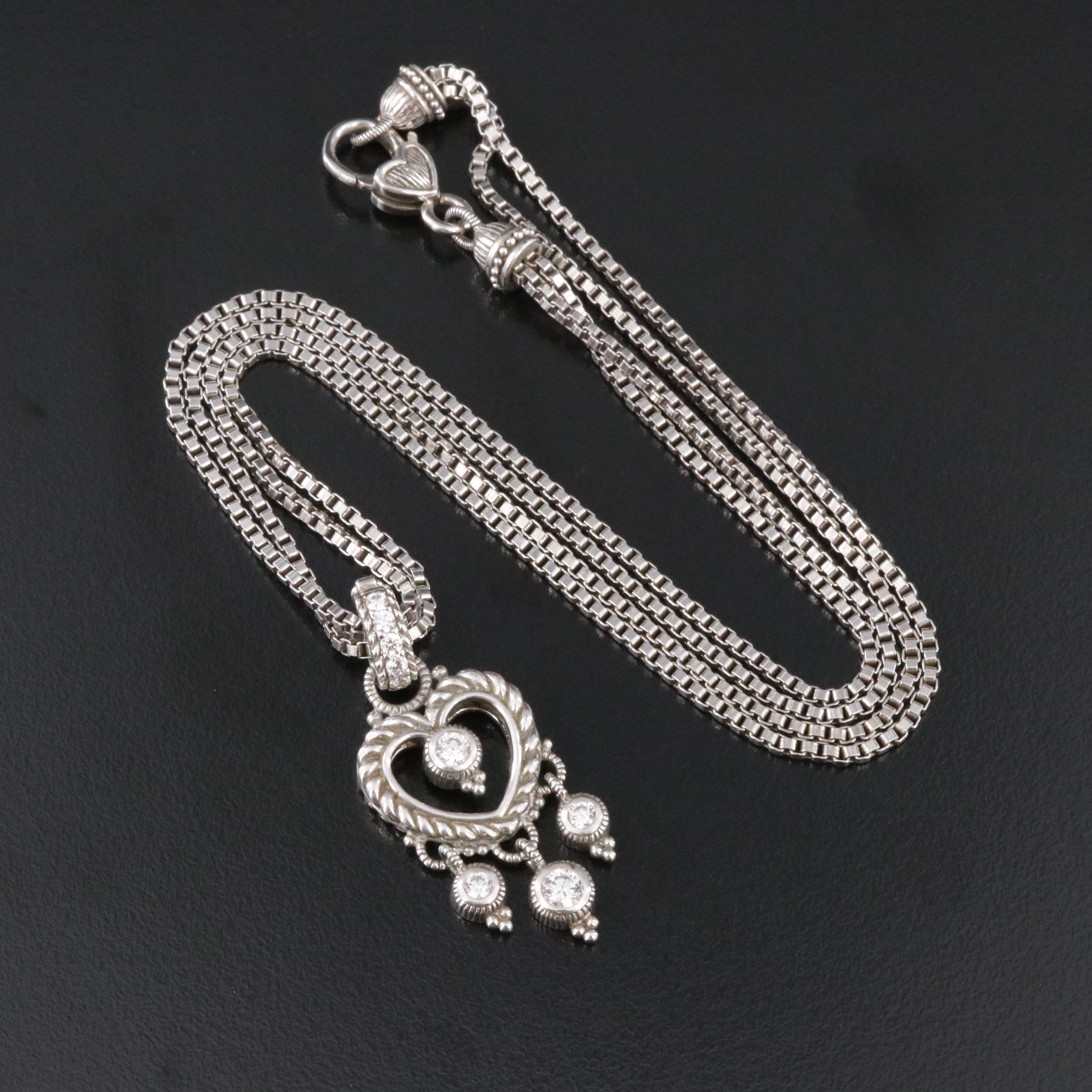 Sterling CZ Heart Enhancer Pendant Necklace