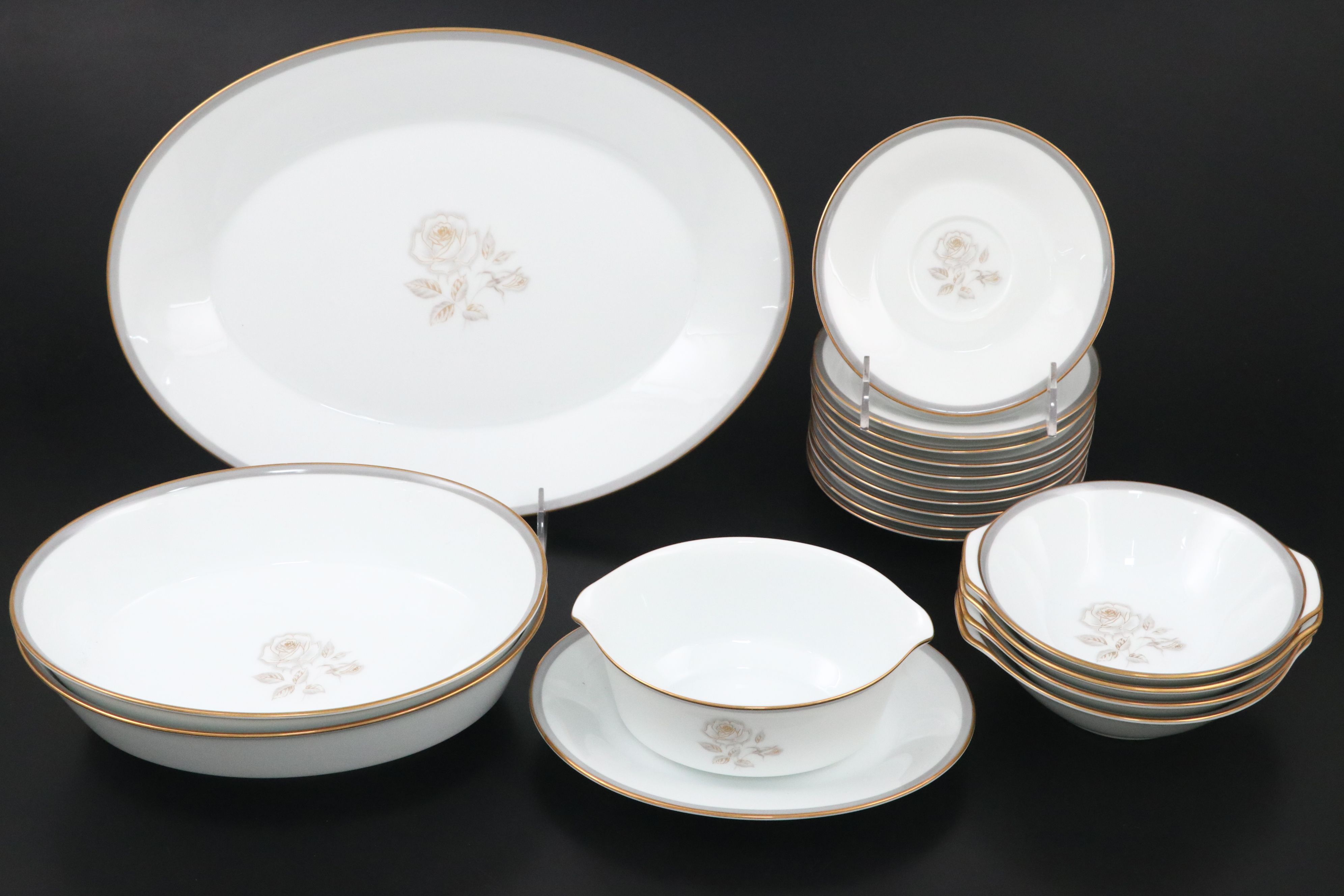 Noritake "Blair Rose" China Dinnerware with Fabric Cases, 1962 - 1970
