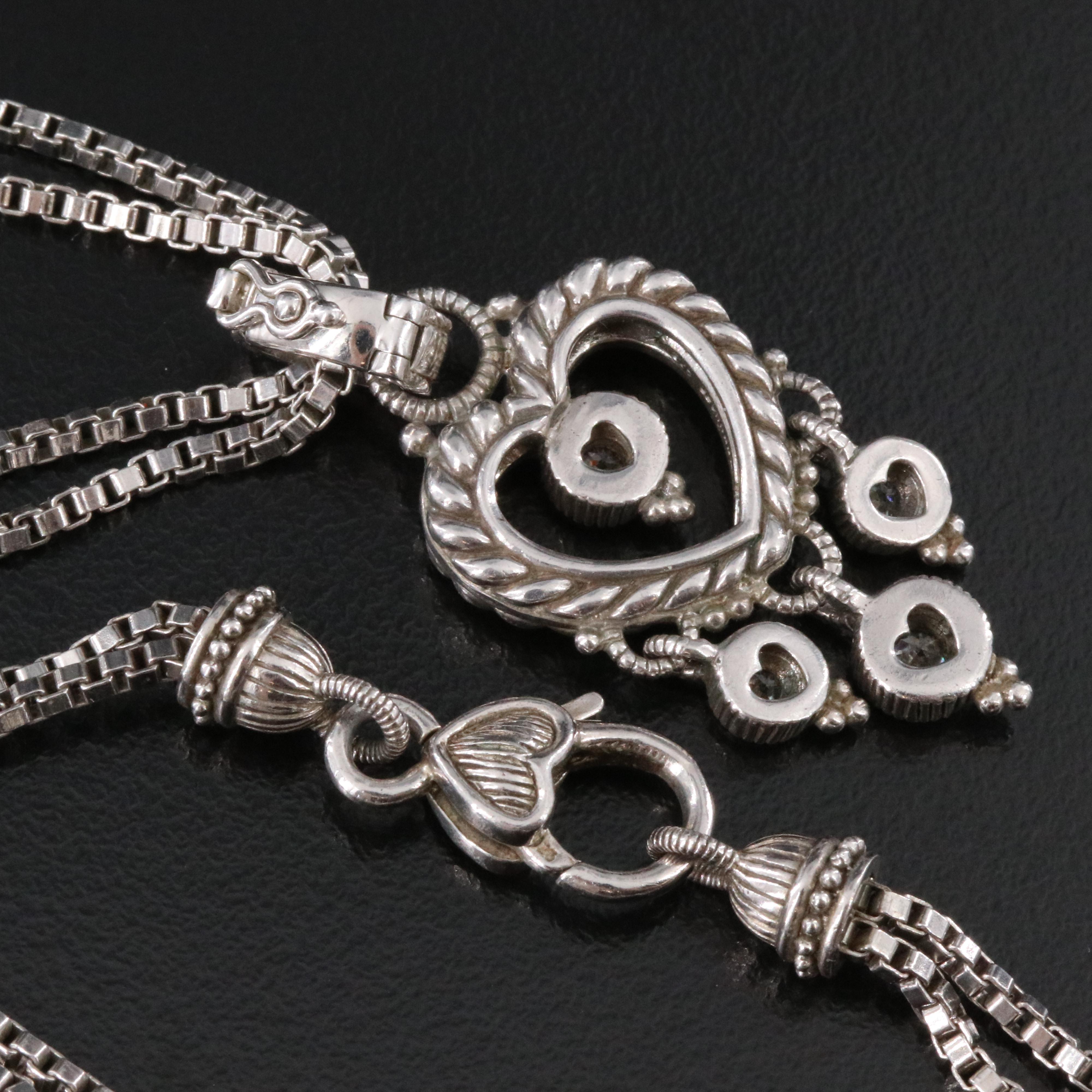 Sterling CZ Heart Enhancer Pendant Necklace