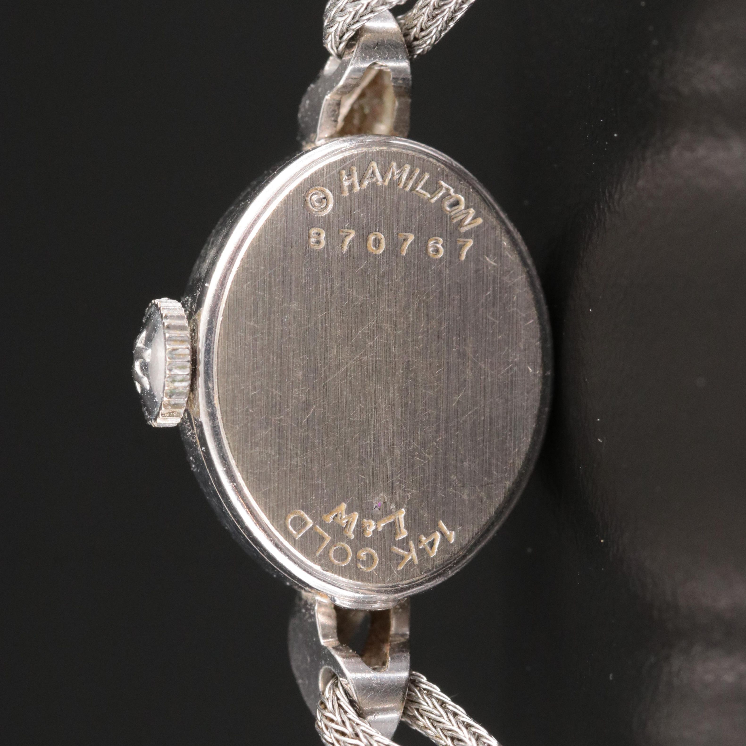 14K Lady Hamilton Diamond Stem Wind Watch