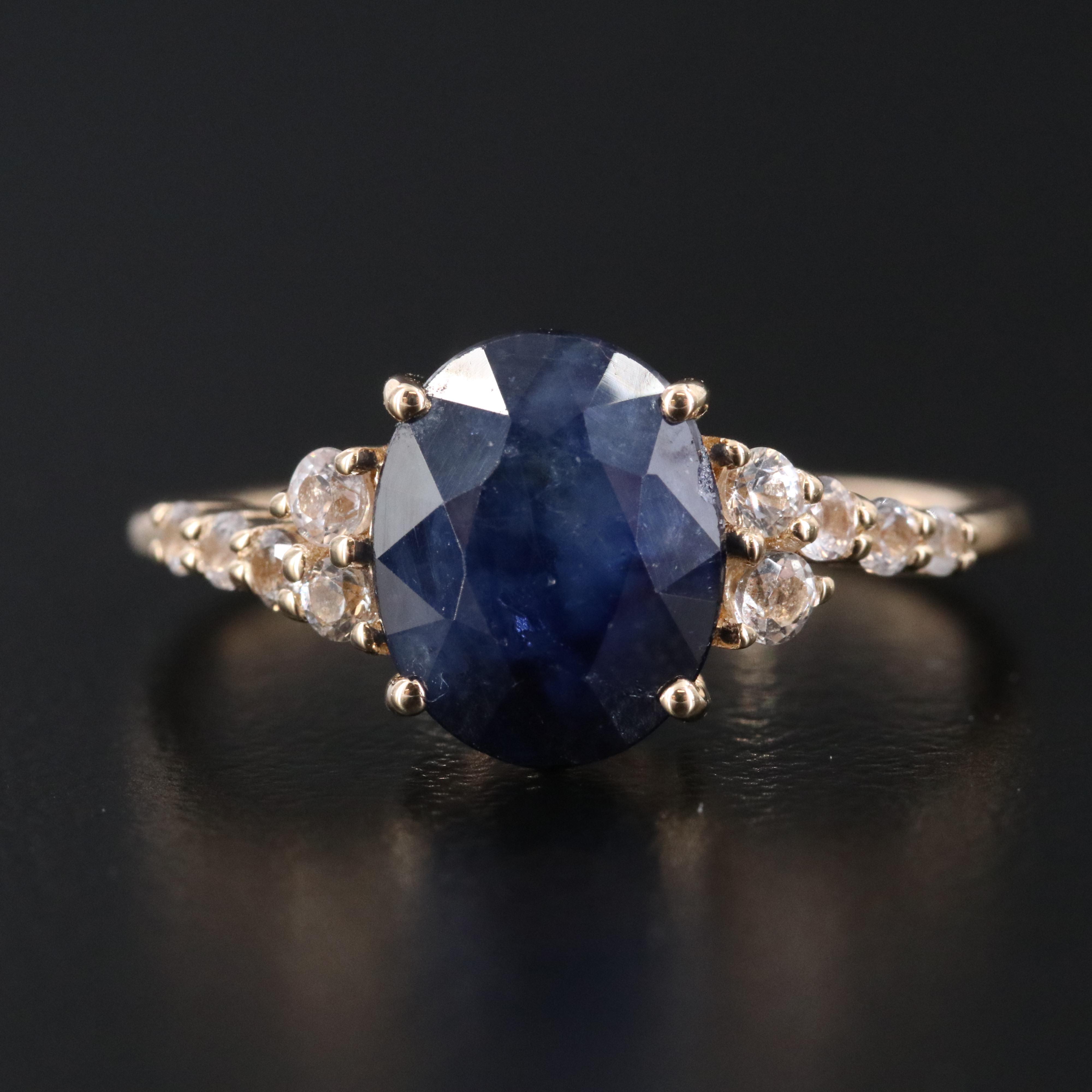 14K Blue and White Sapphire Ring