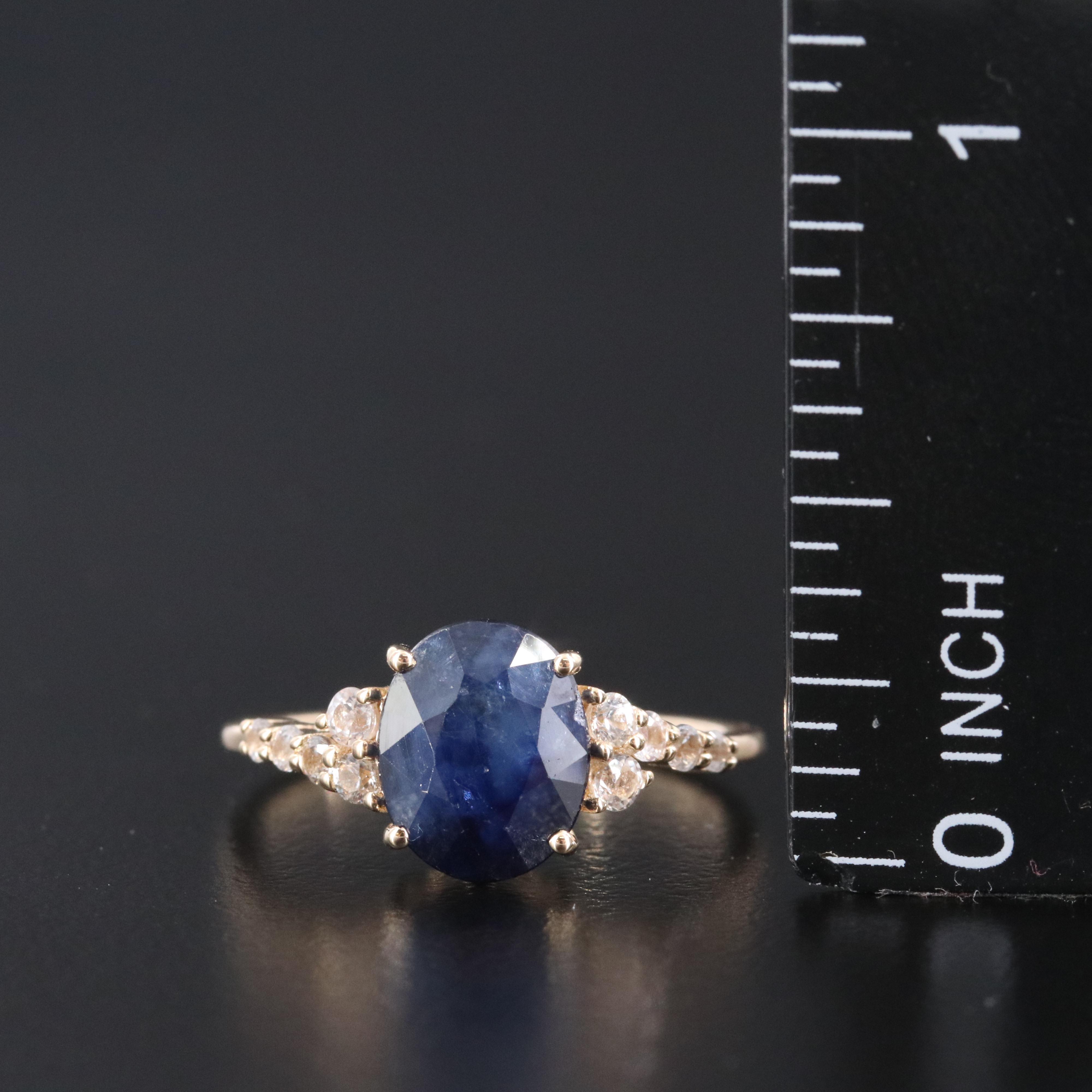 14K Blue and White Sapphire Ring