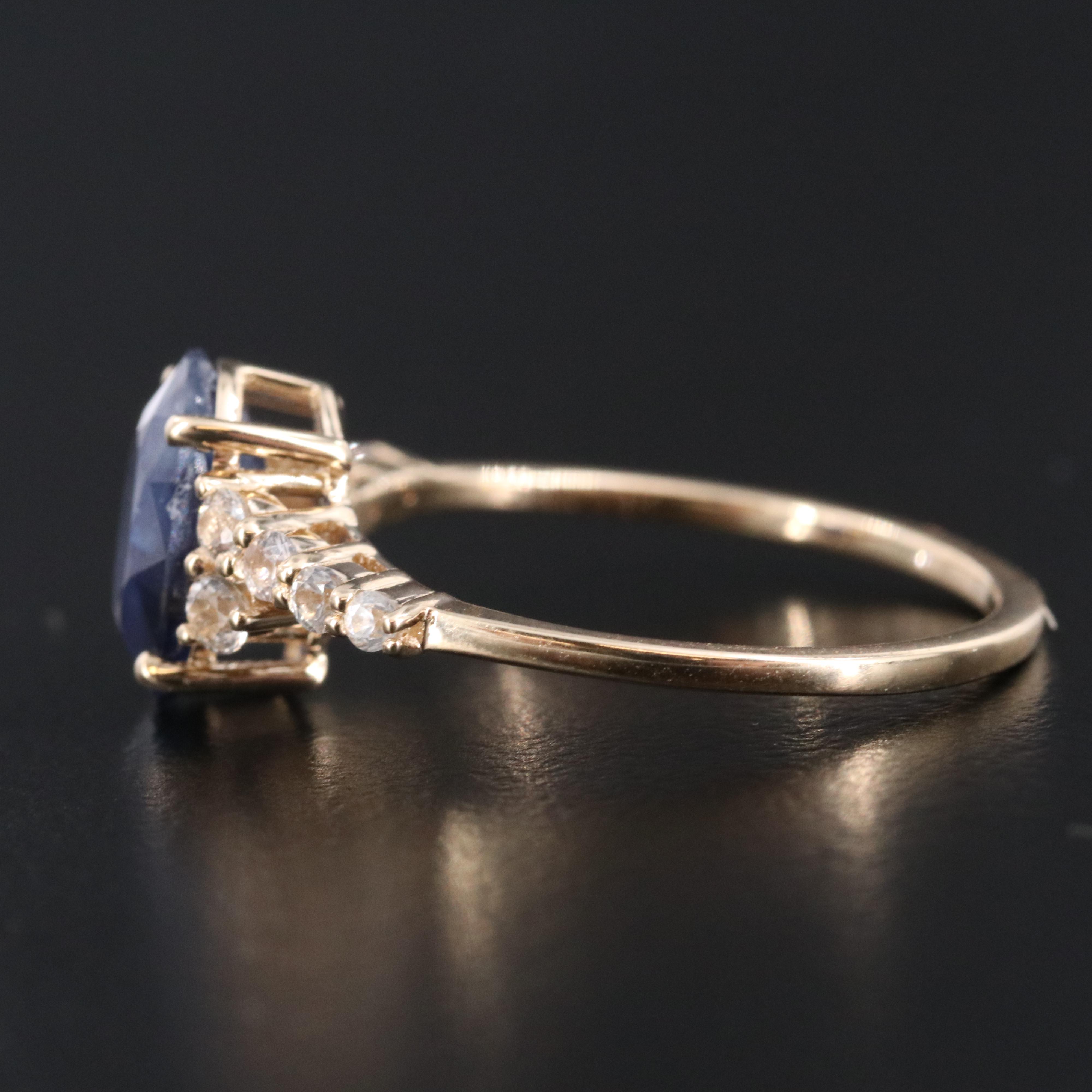 14K Blue and White Sapphire Ring