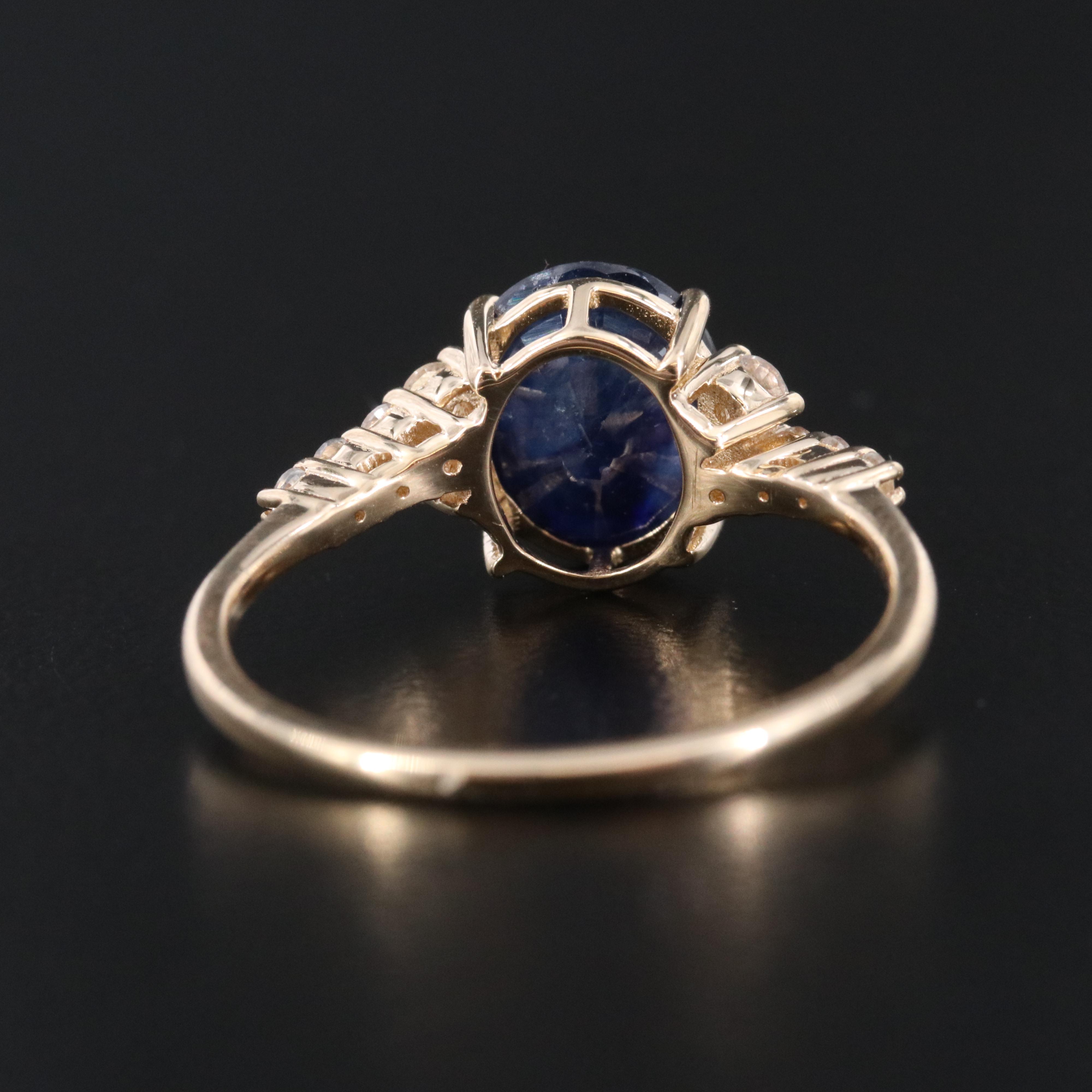 14K Blue and White Sapphire Ring