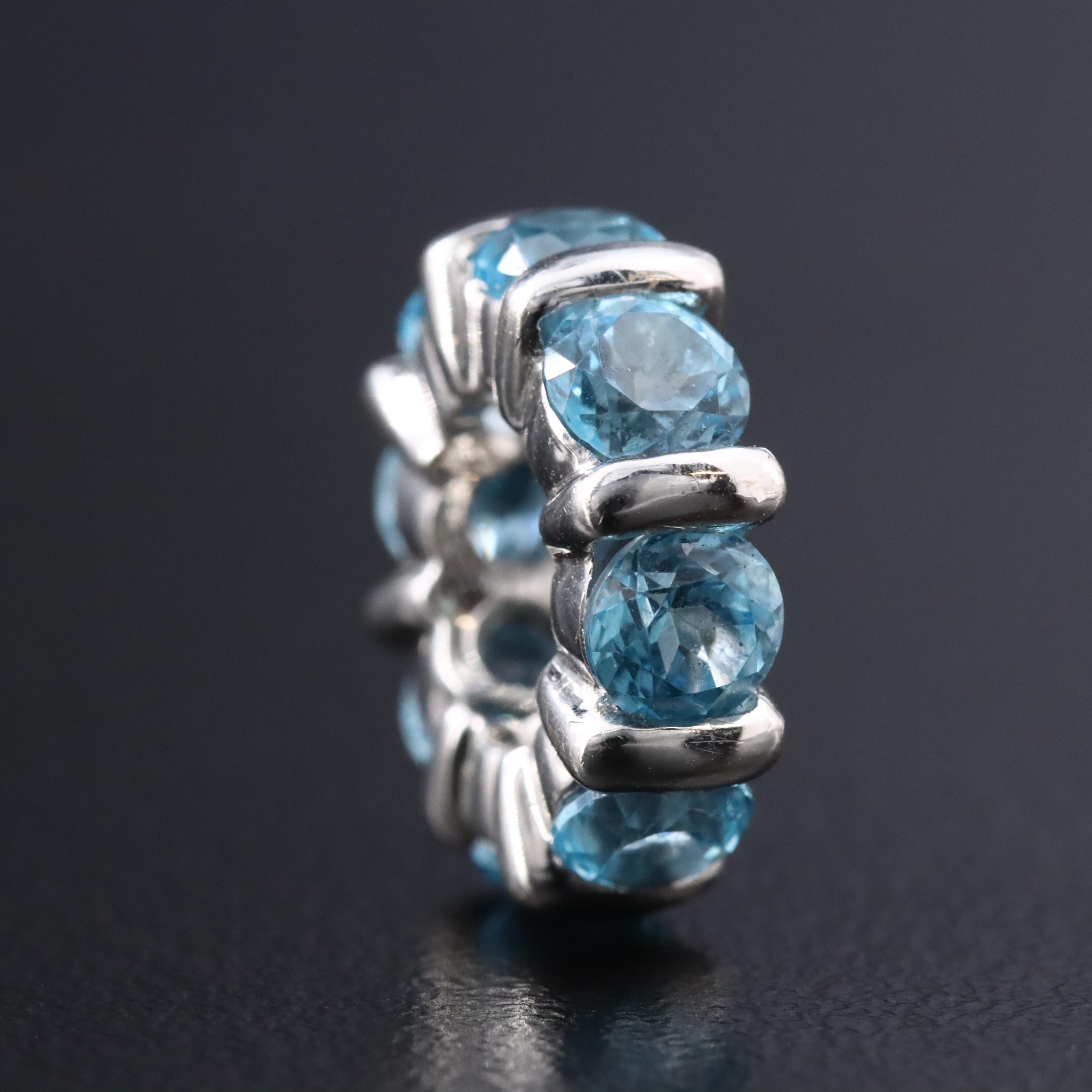 18K Swiss Blue Topaz Eternity Charm Pendant