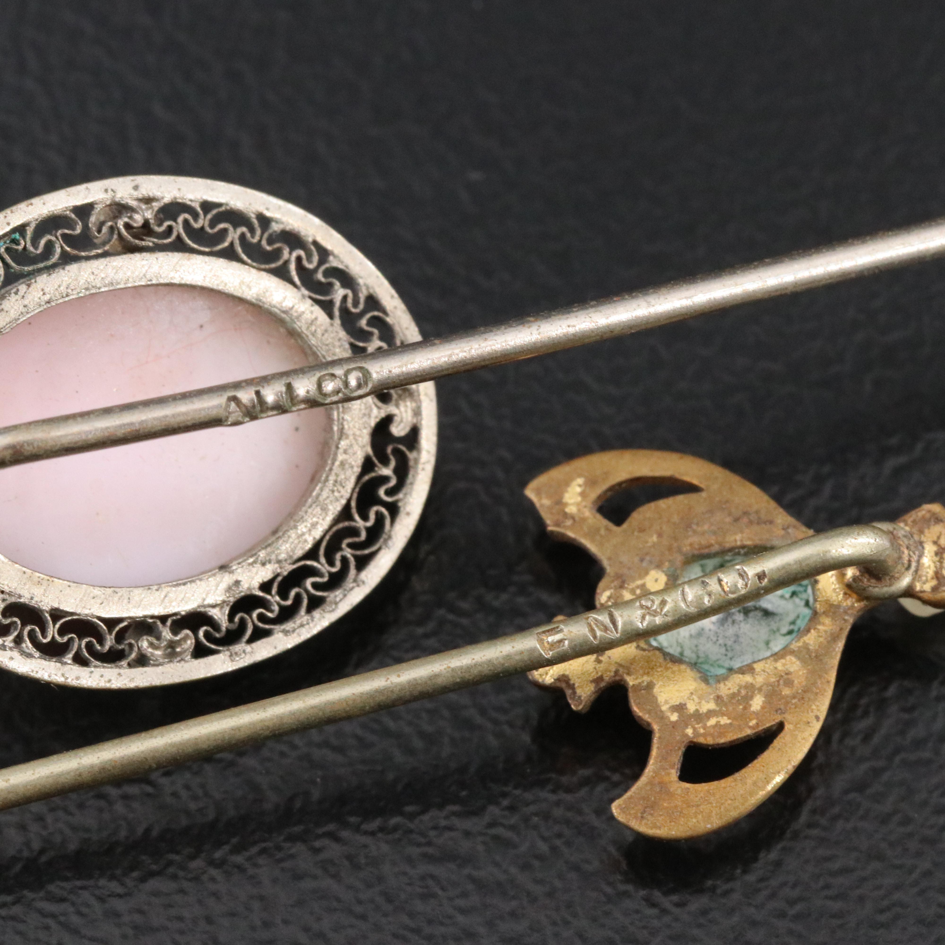 Stickpin Collection Including 10K and 14K Krementz Sapphire, Jasper, Apatite