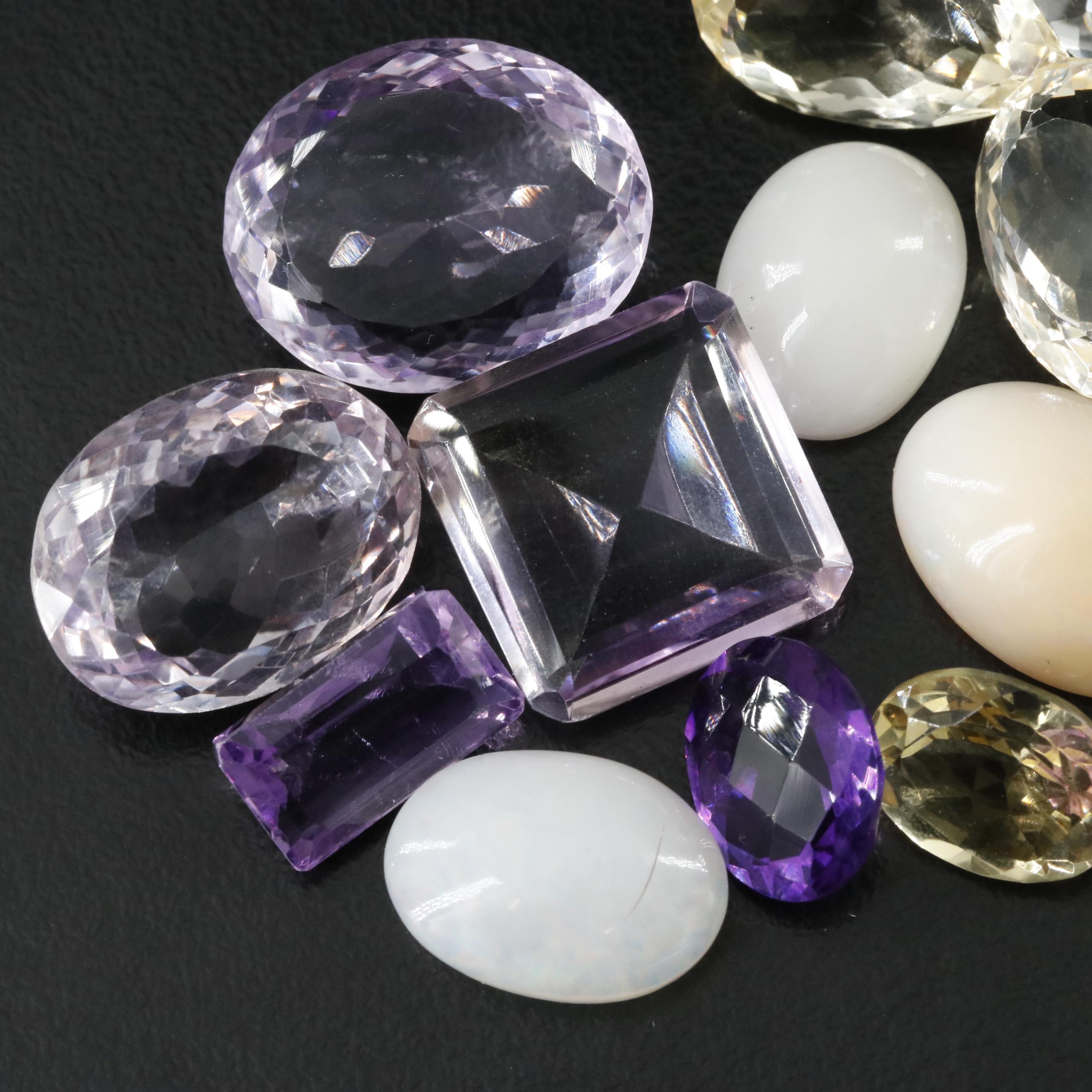 Loose 111.48 CTW Gemstones Including Opal, Amethyst and Citrine