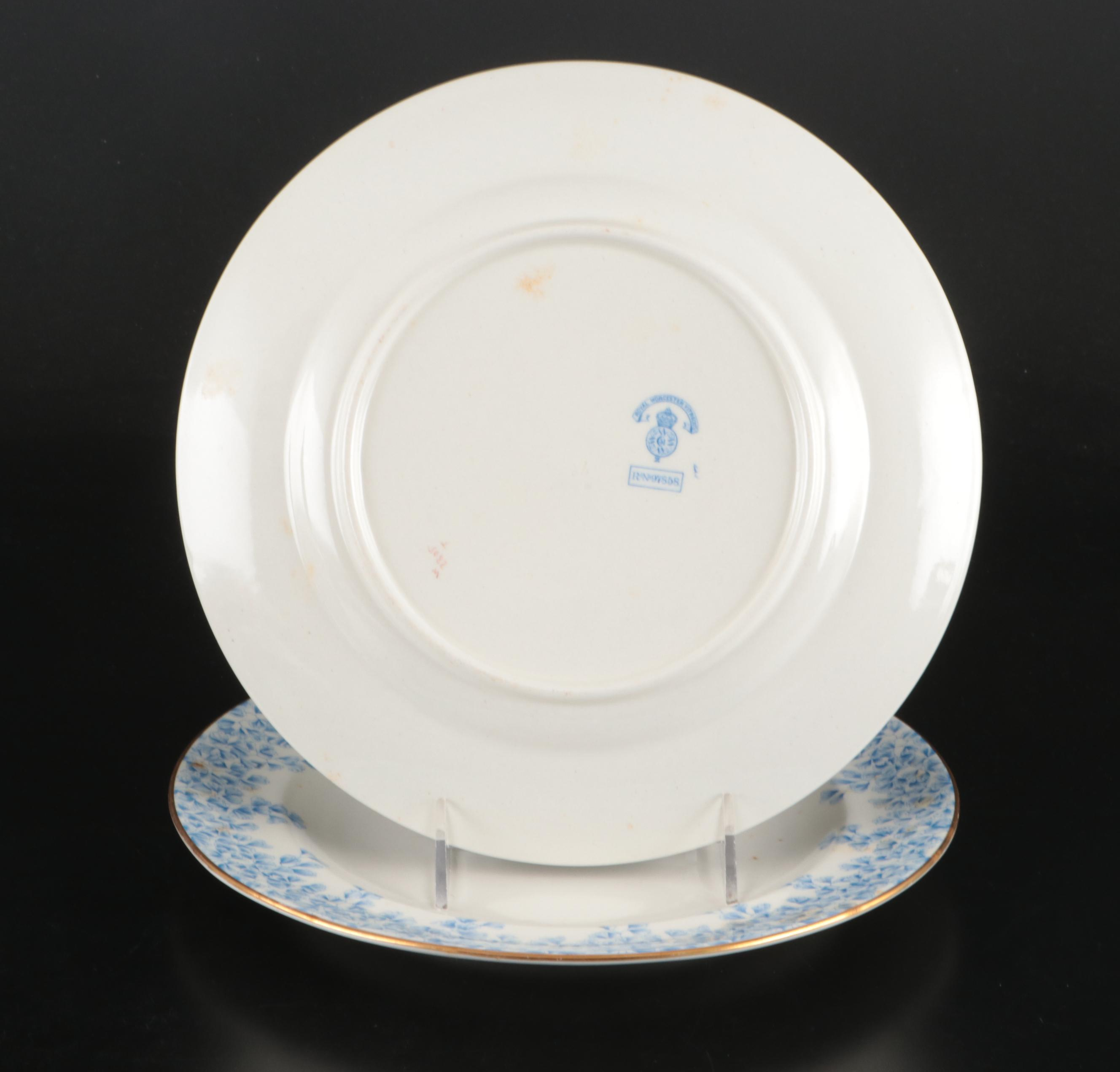 Royal Worcester Blue Floral Porcelain Dinnerware with German Floral Sugar