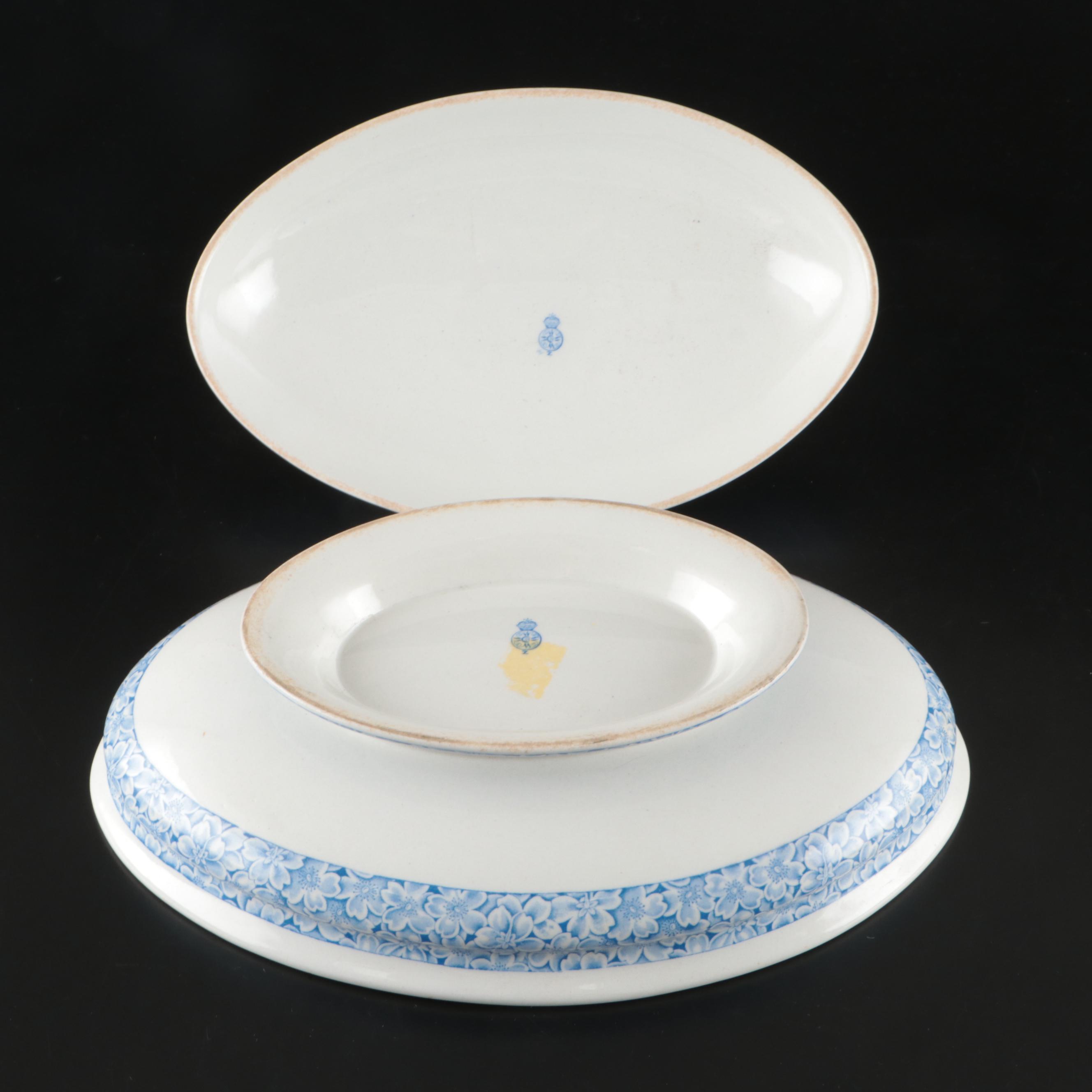 Royal Worcester Blue Floral Porcelain Dinnerware with German Floral Sugar