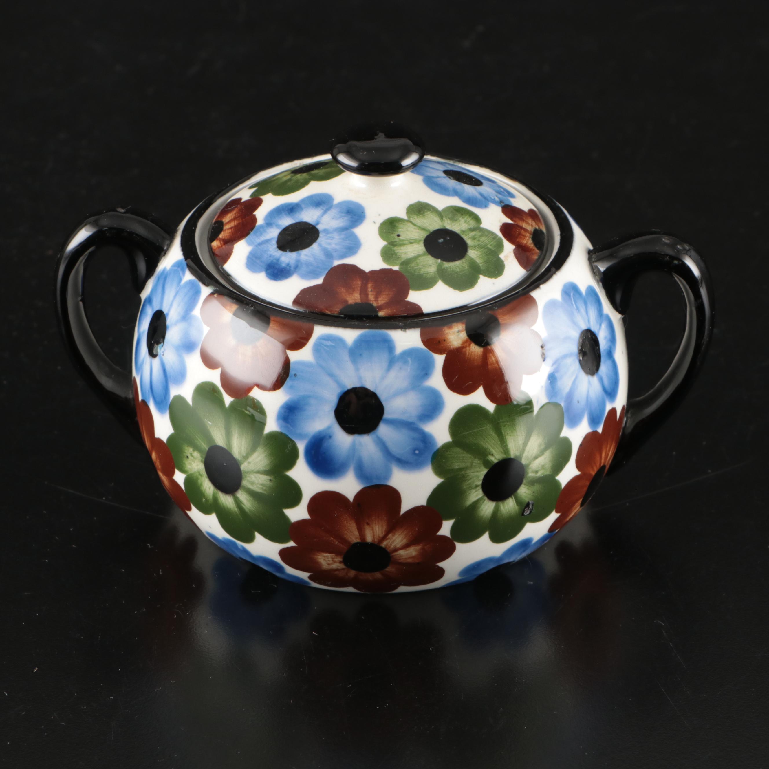 Royal Worcester Blue Floral Porcelain Dinnerware with German Floral Sugar