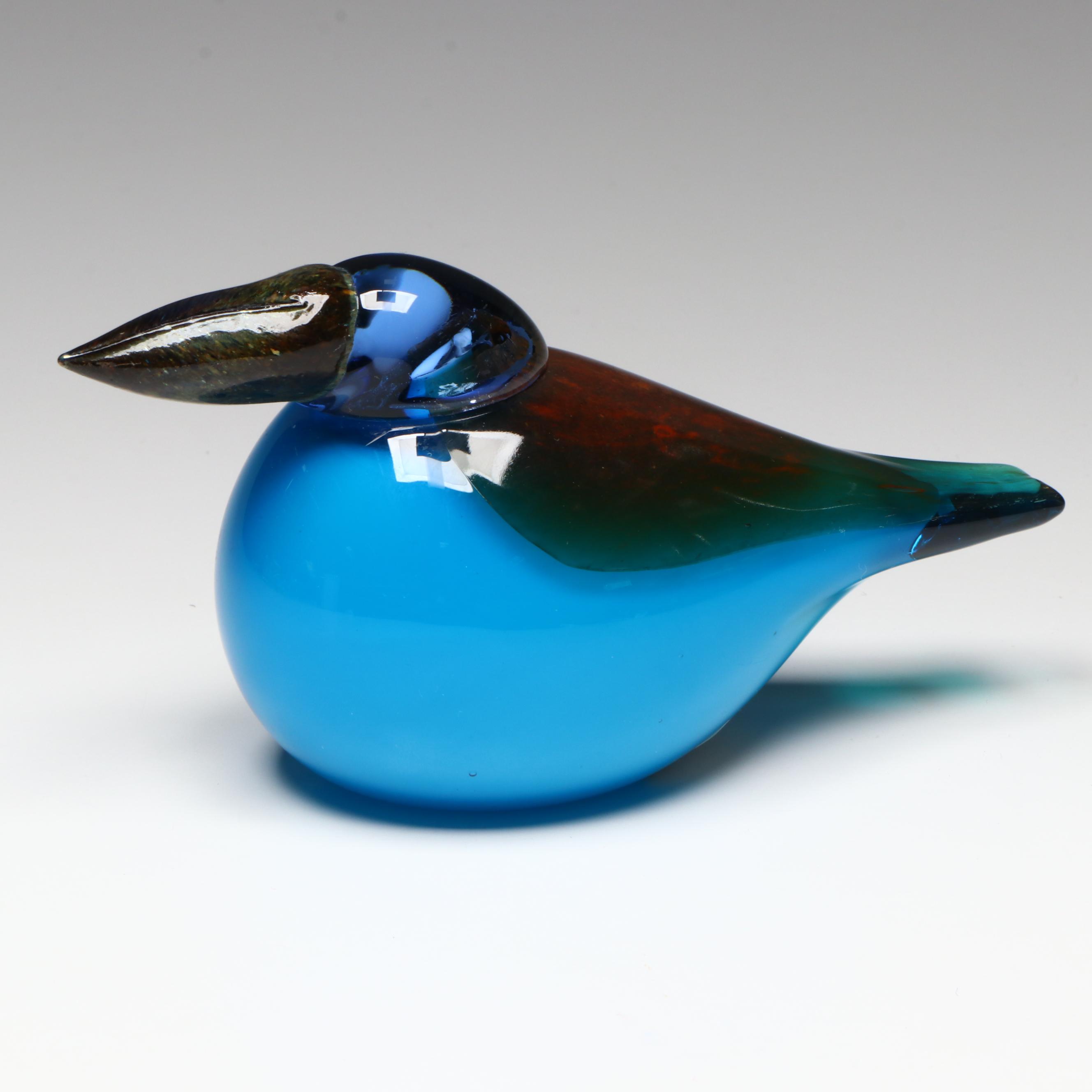 Oiva Toikka for Iittala Art Glass "Kingfisher" Bird Figurine