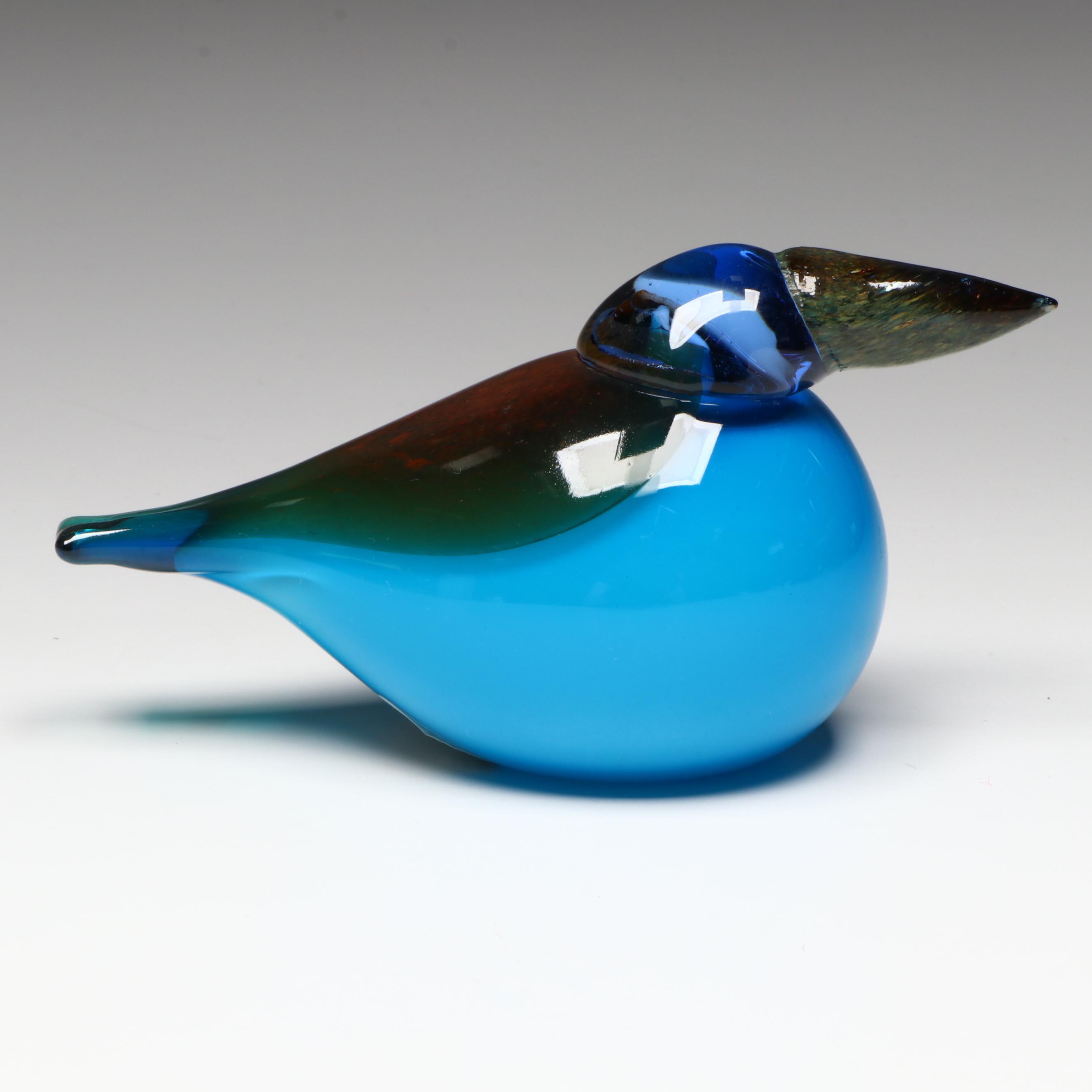 Oiva Toikka for Iittala Art Glass "Kingfisher" Bird Figurine
