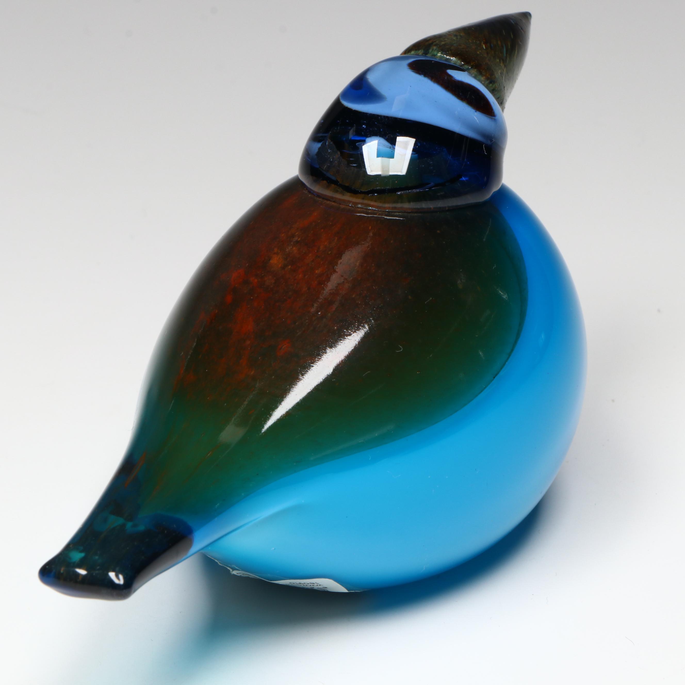 Oiva Toikka for Iittala Art Glass "Kingfisher" Bird Figurine