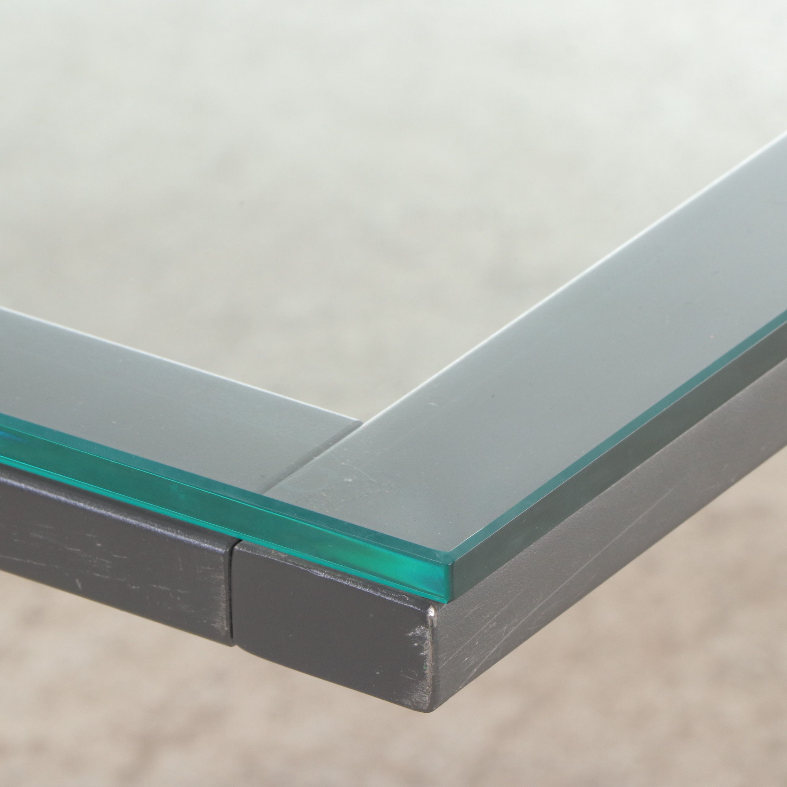 Contemporary Modern Metal Framed Desk with Glass Top