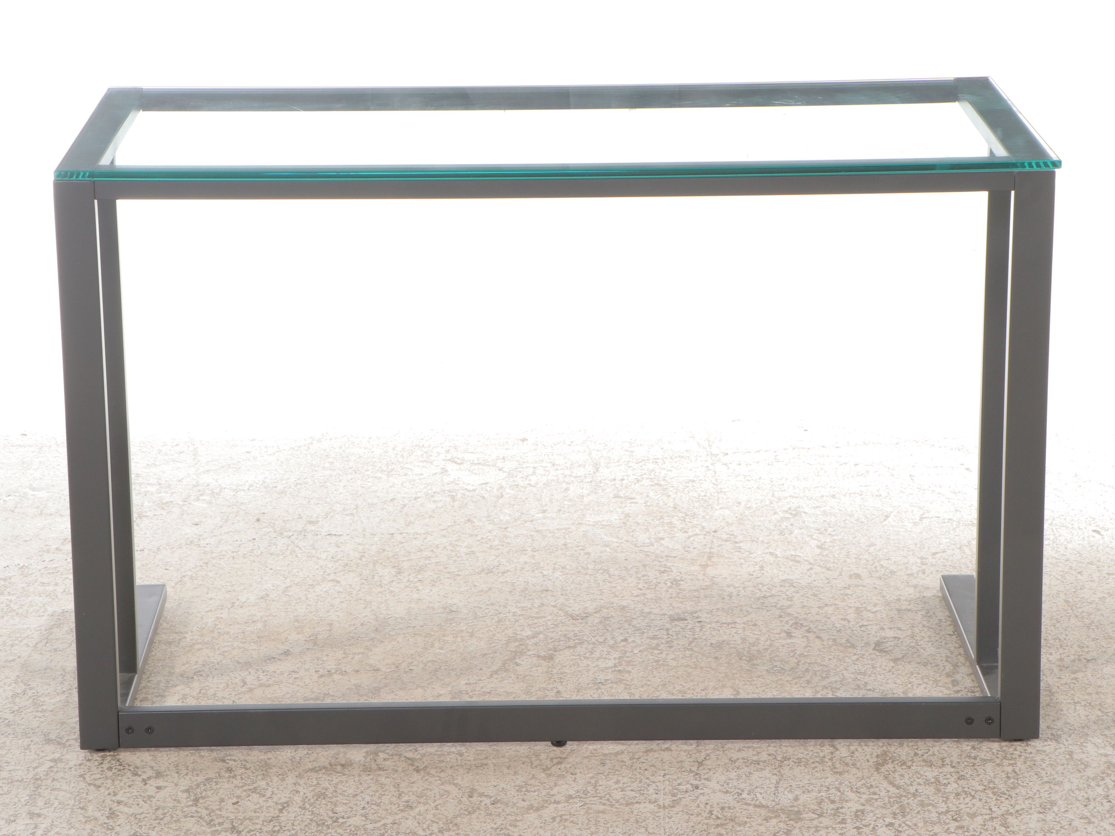 Contemporary Modern Metal Framed Desk with Glass Top