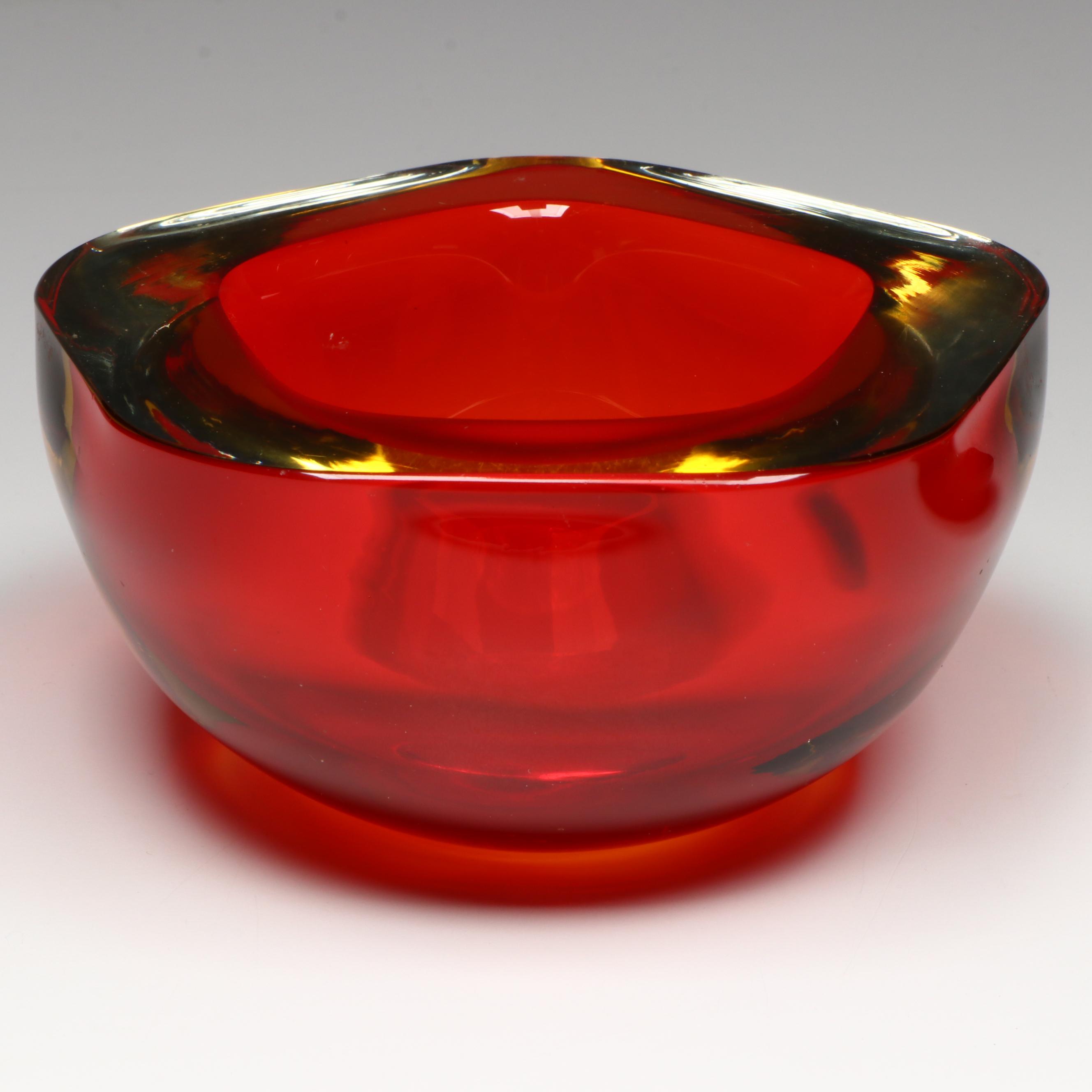 Murano Seguso-Poli Style Sommerso Art Glass Bowls