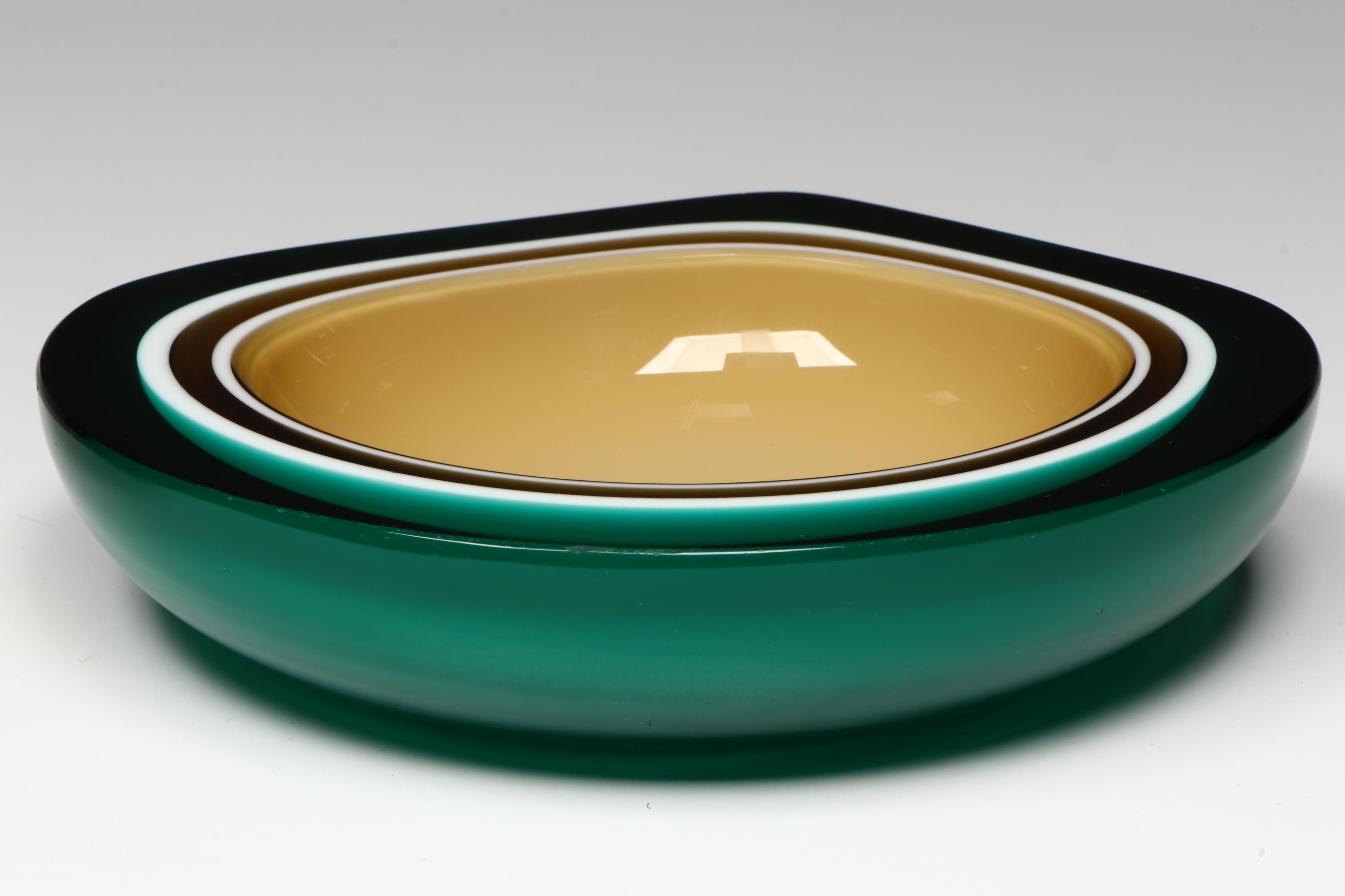 Murano Seguso-Poli Style Sommerso Art Glass Bowls