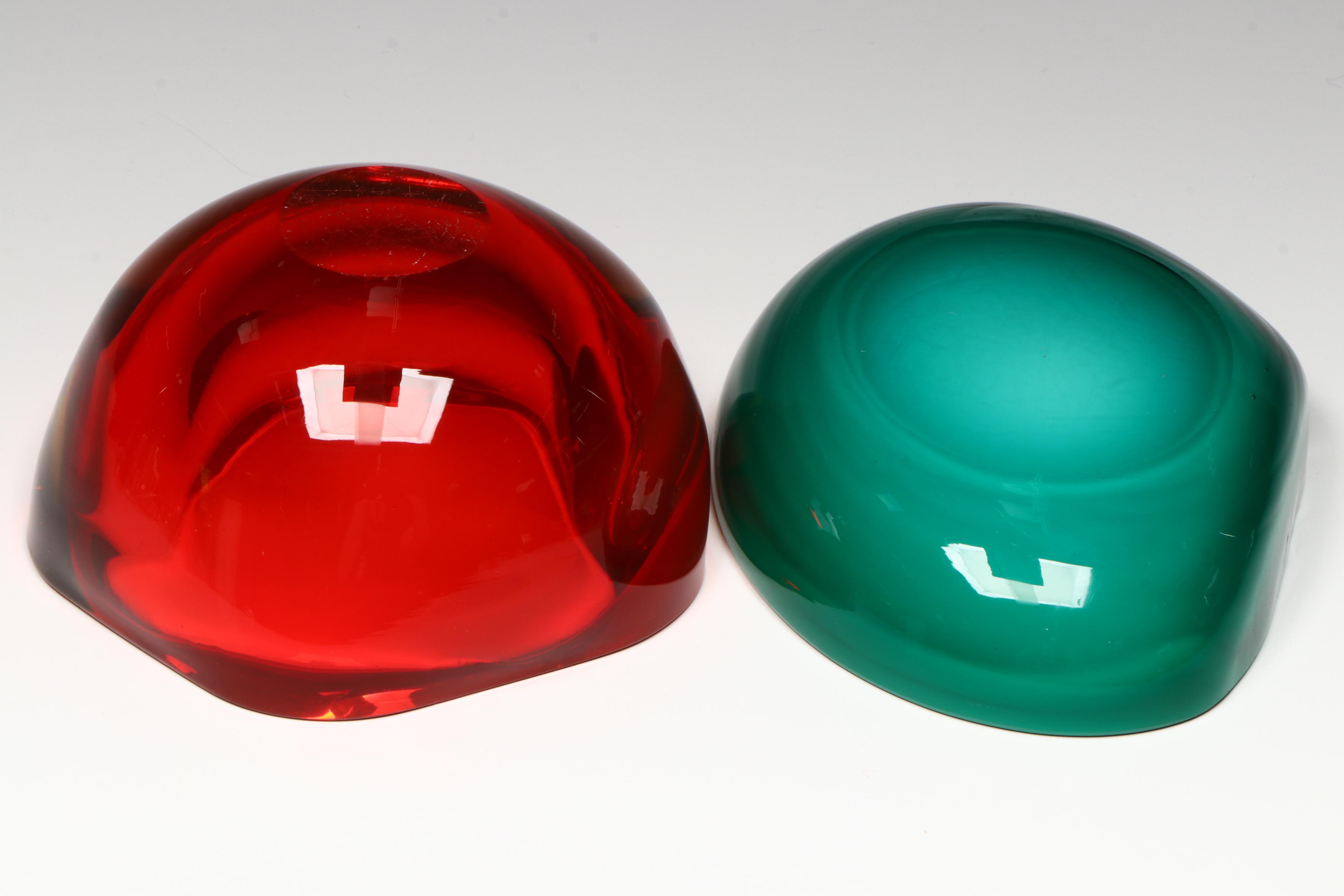 Murano Seguso-Poli Style Sommerso Art Glass Bowls