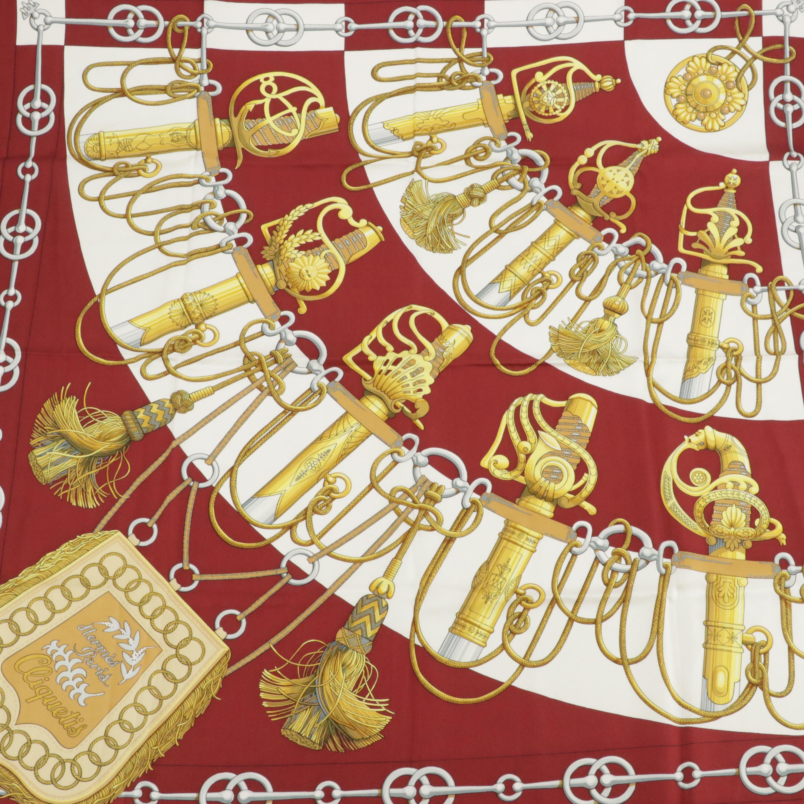 Hermès Early Issue "Cliquetis" Scarf 90 in Silk Twill