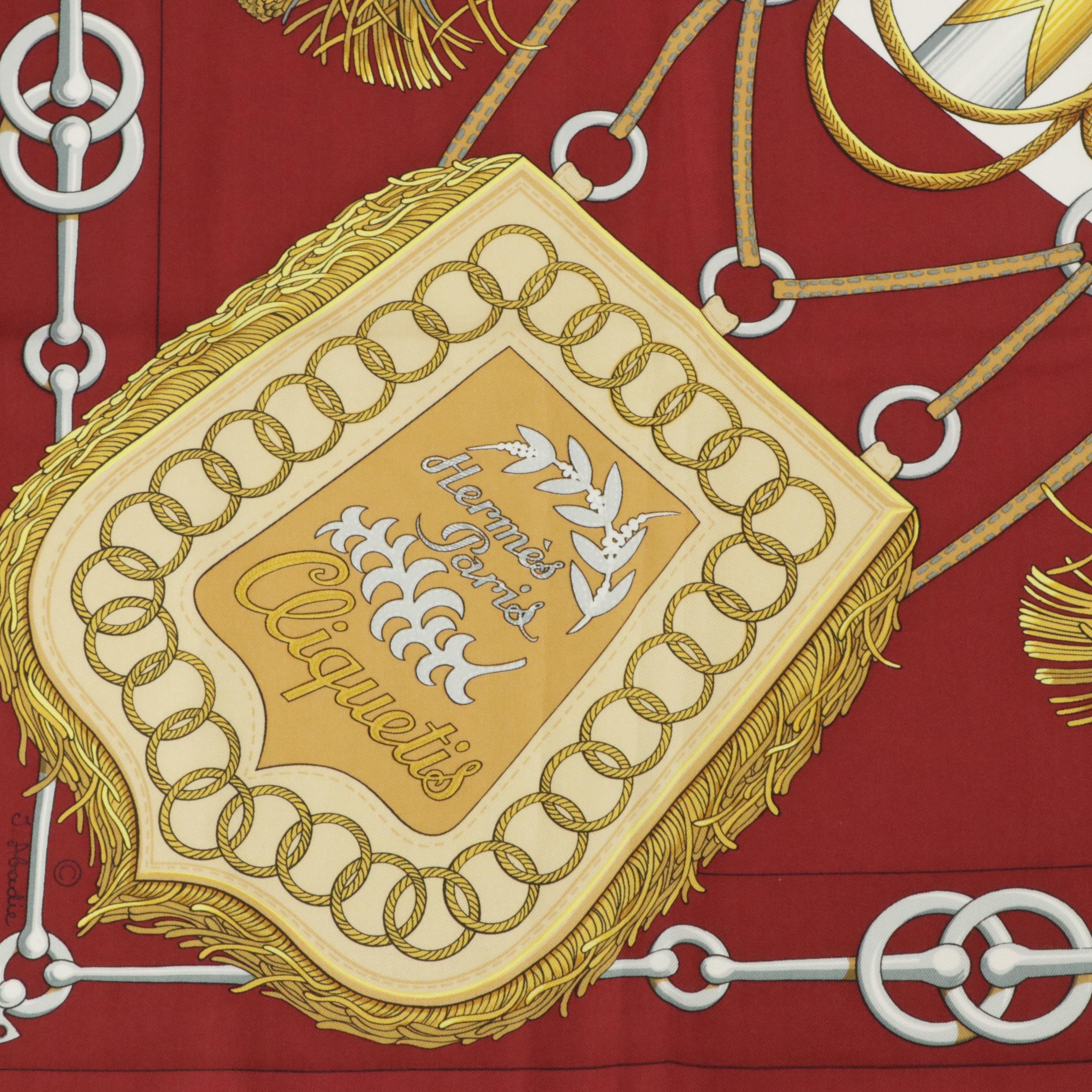 Hermès Early Issue "Cliquetis" Scarf 90 in Silk Twill