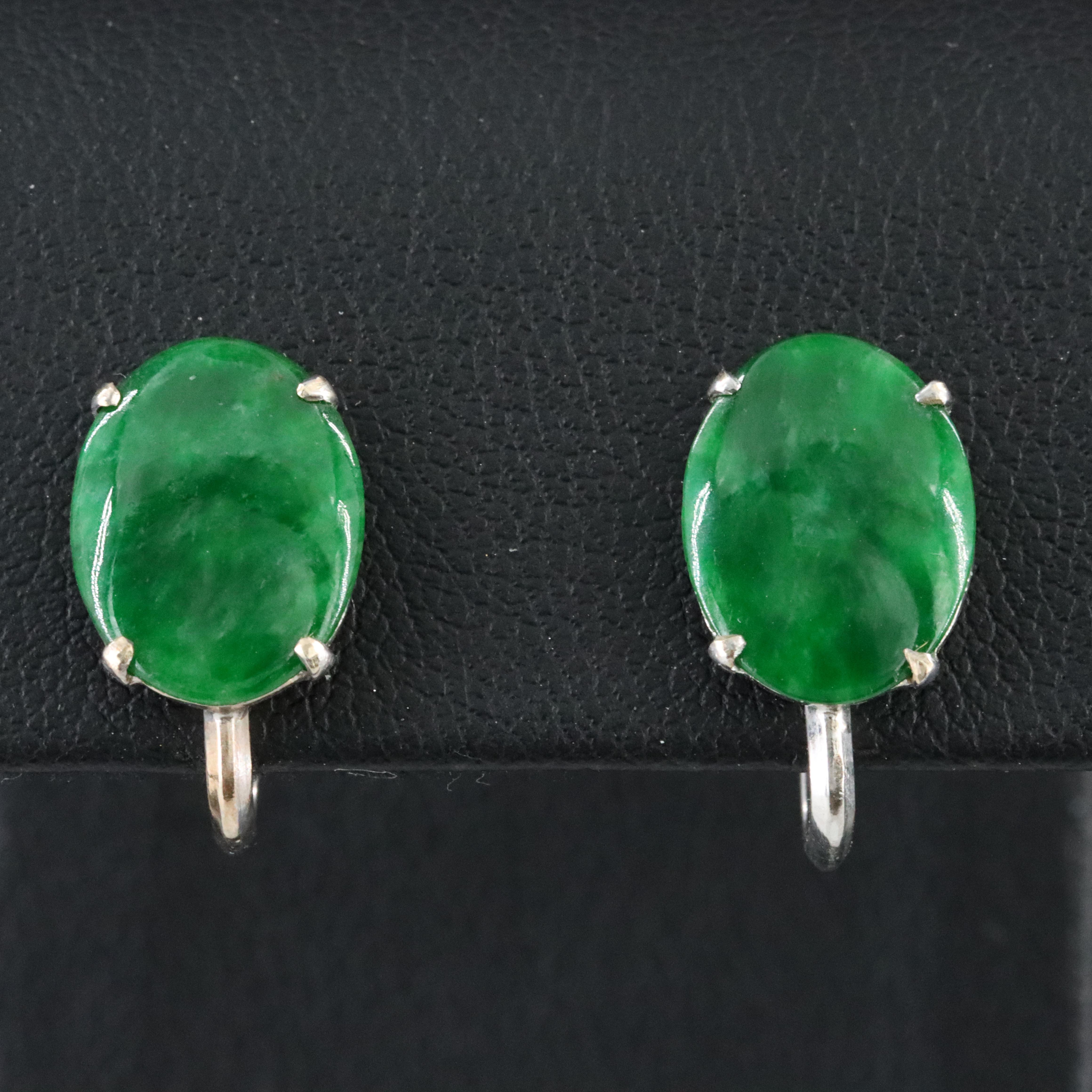 14K Jadeite Non-Pierced Earrings