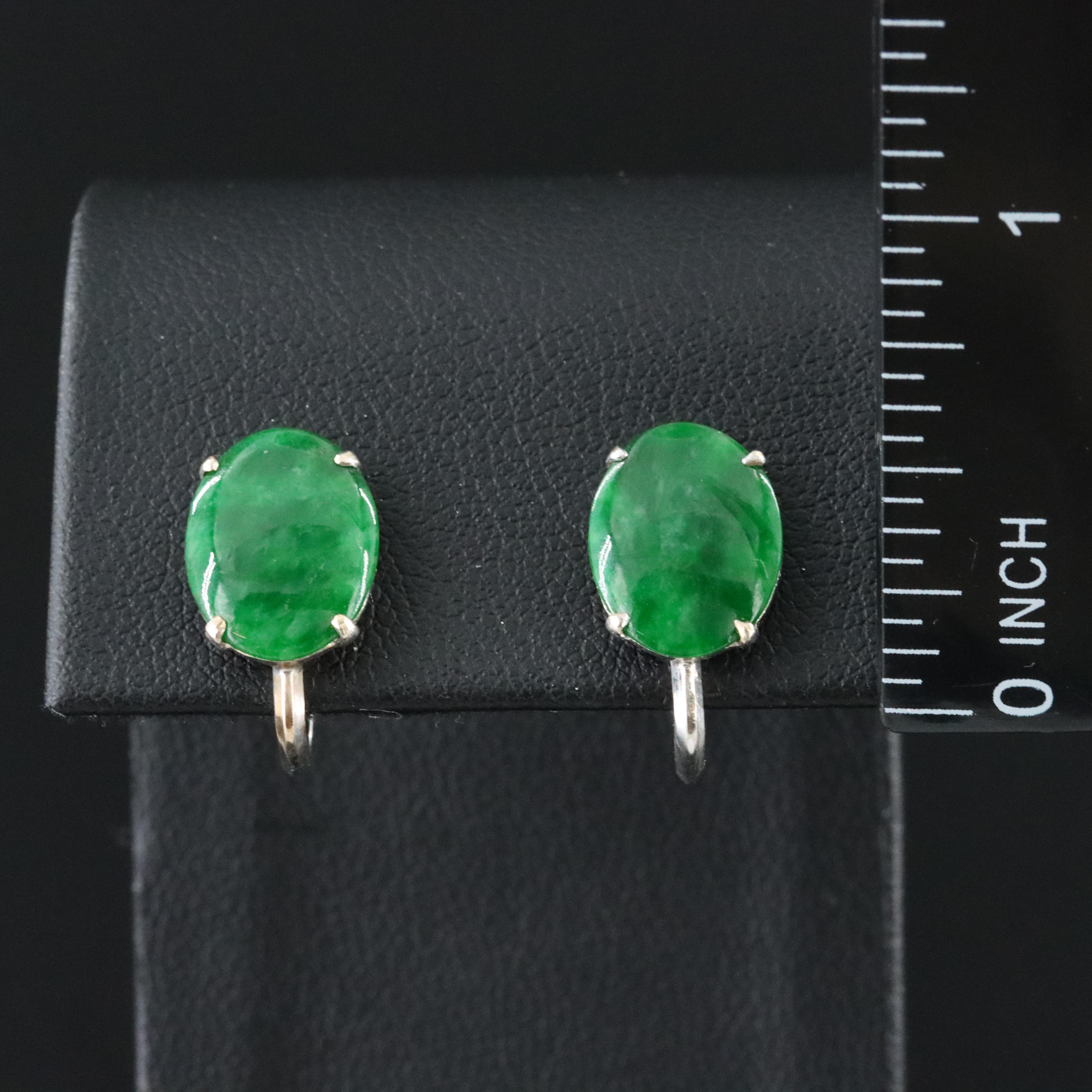 14K Jadeite Non-Pierced Earrings