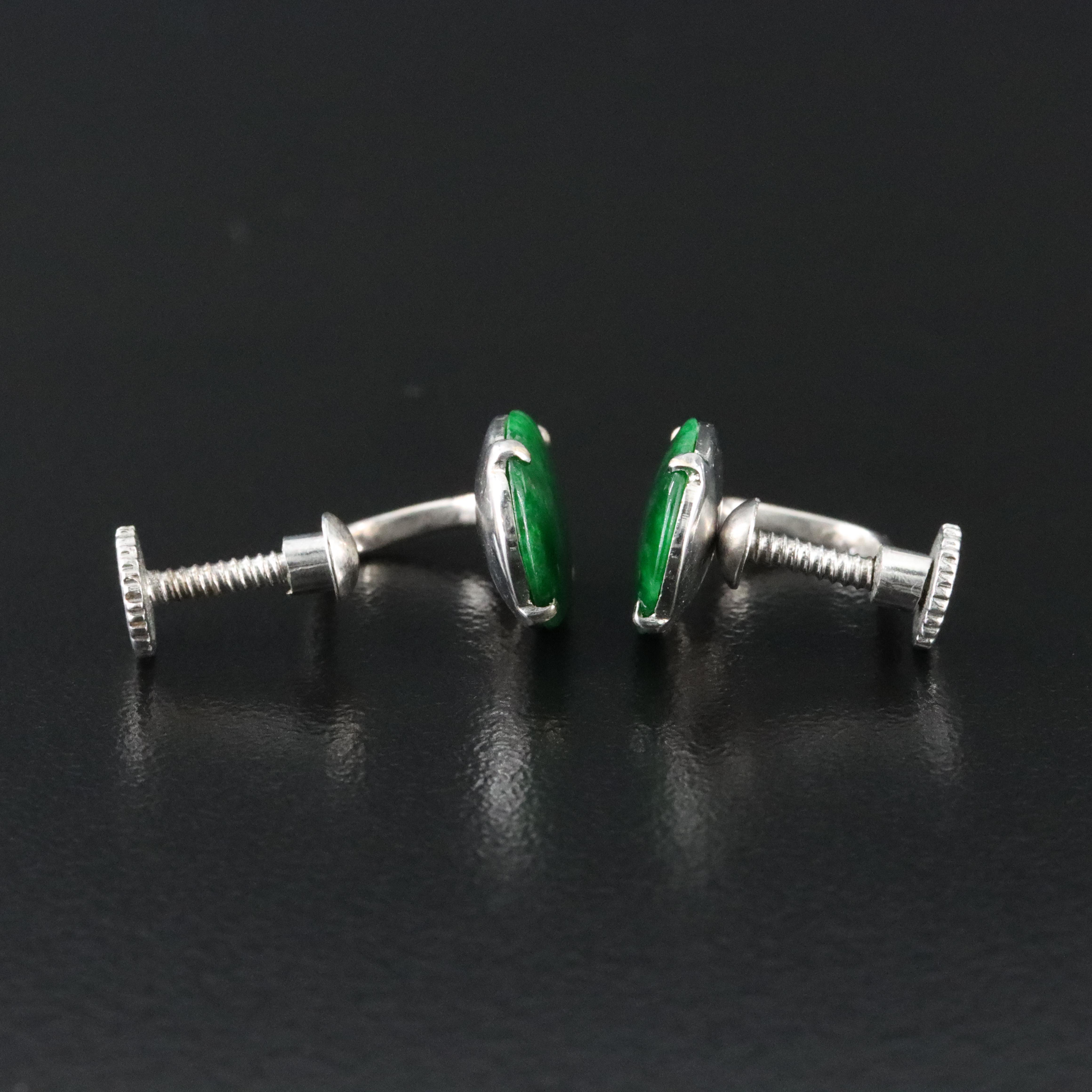 14K Jadeite Non-Pierced Earrings