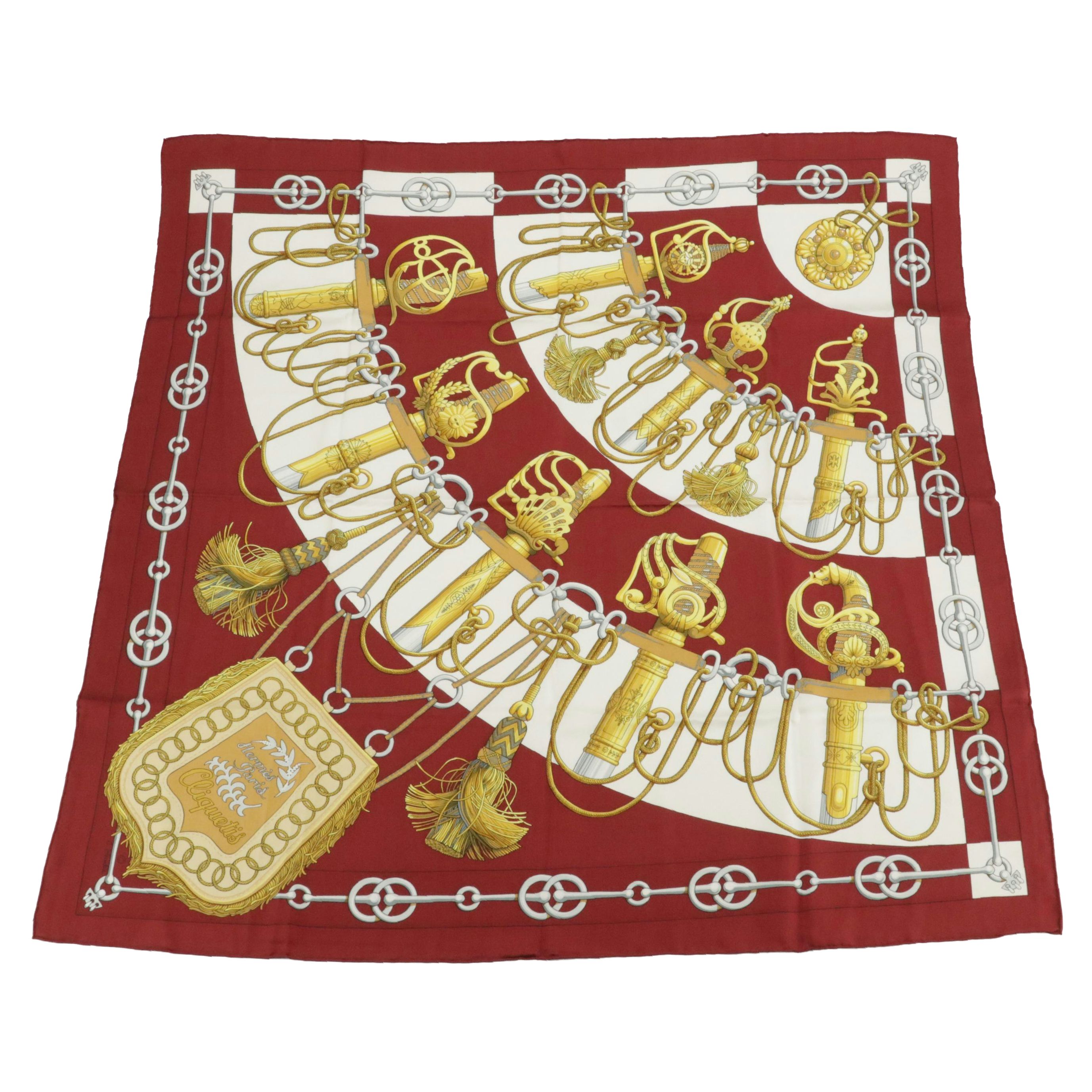 Hermès Early Issue "Cliquetis" Scarf 90 in Silk Twill