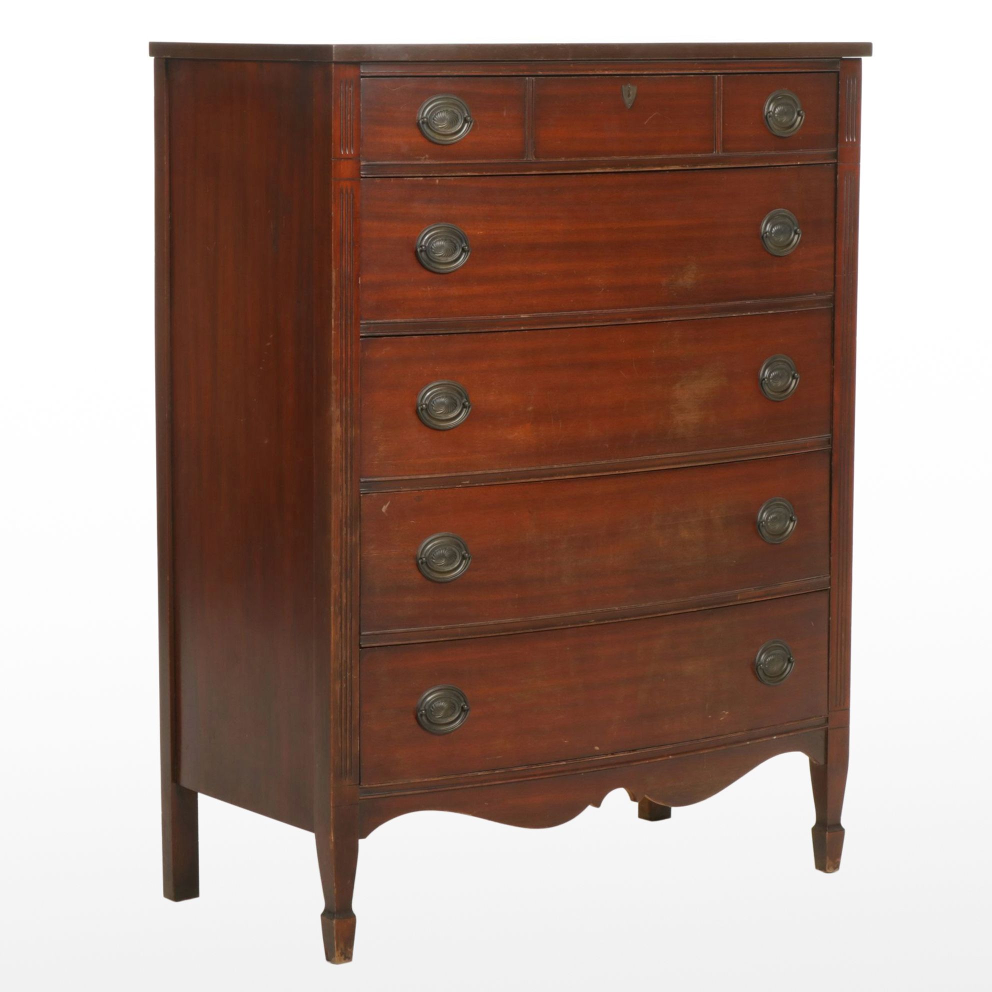 Hepplewhite Style Mahogany Bow Front Chest of Drawers, Early to Mid-20th Century