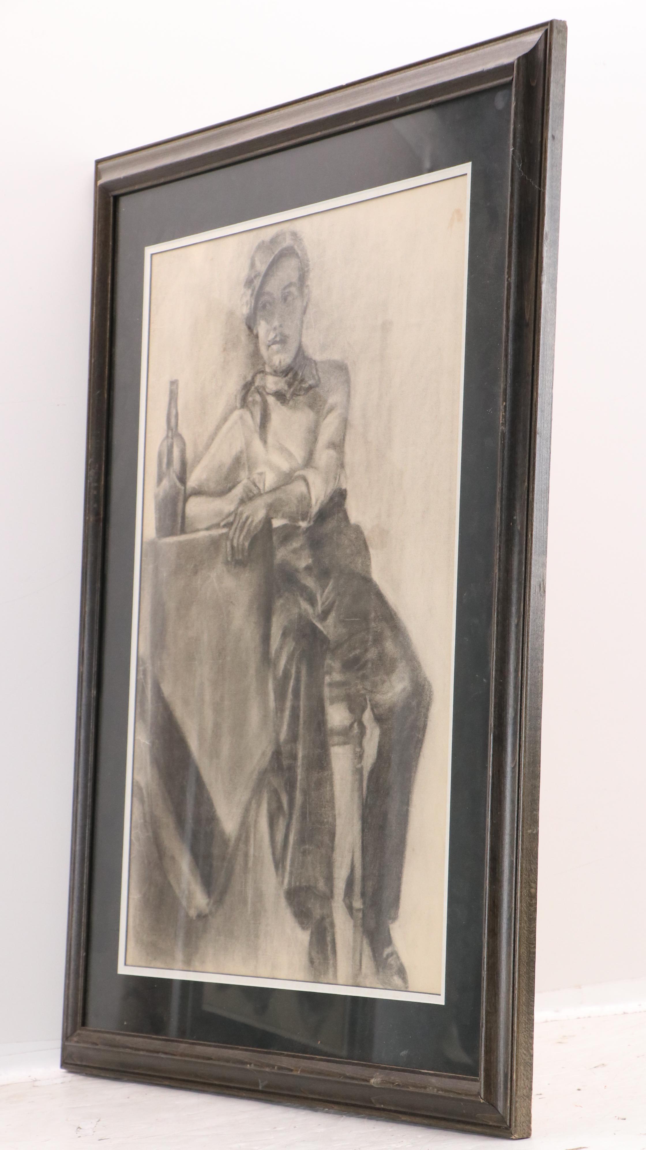 Charcoal Portraits of Seated Men, 20th Century