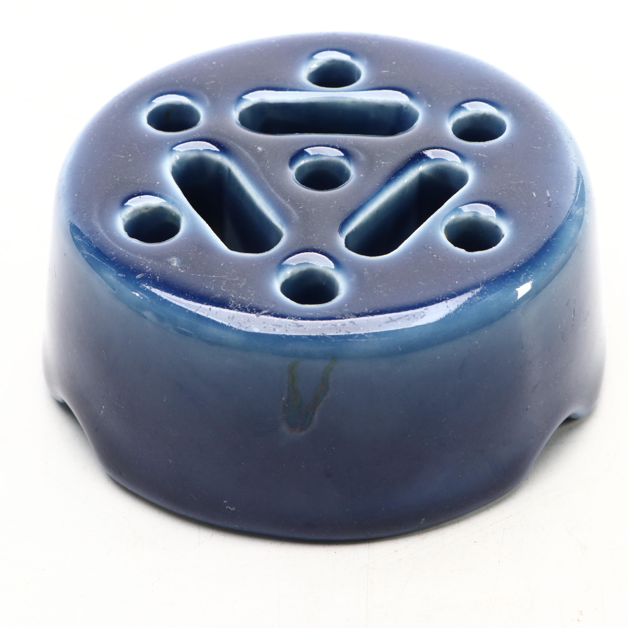 Rookwood Pottery Tri-Foot Dish with Vase and Flower Frog, Early 20th Century