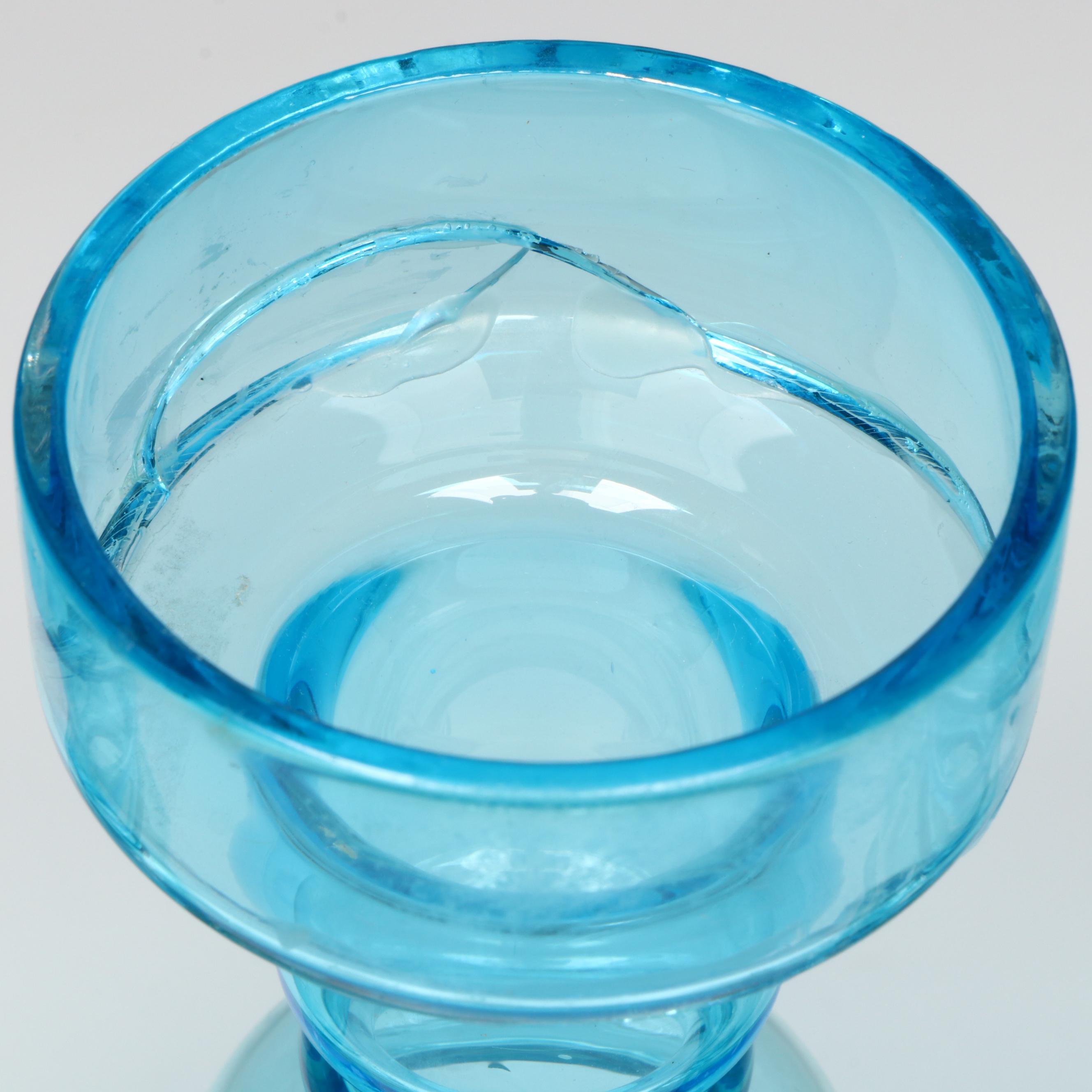 Blue Swirl Glass Creamer with Bubble Glass Vases