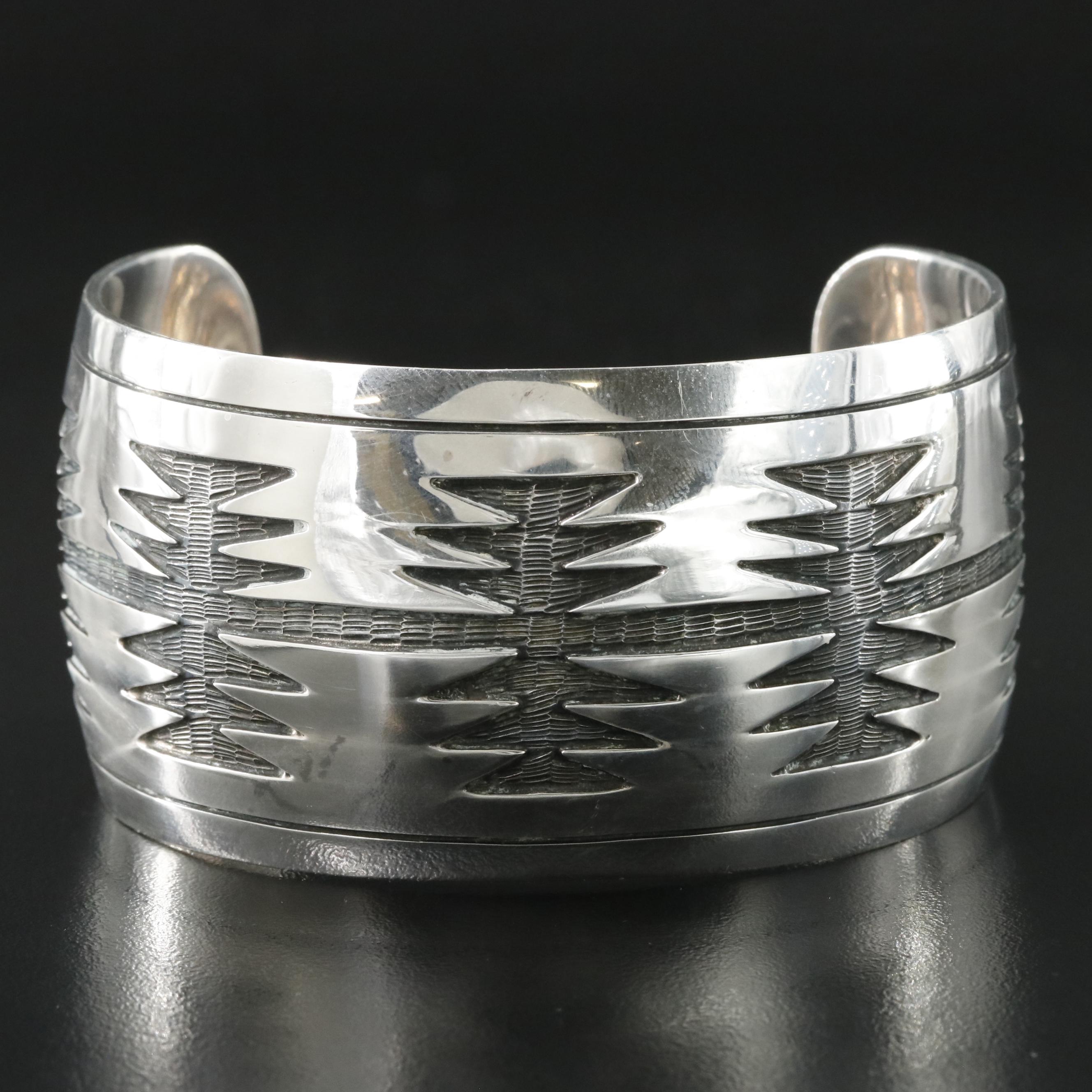 Mexican Sterling Overlay Cuff Bracelet
