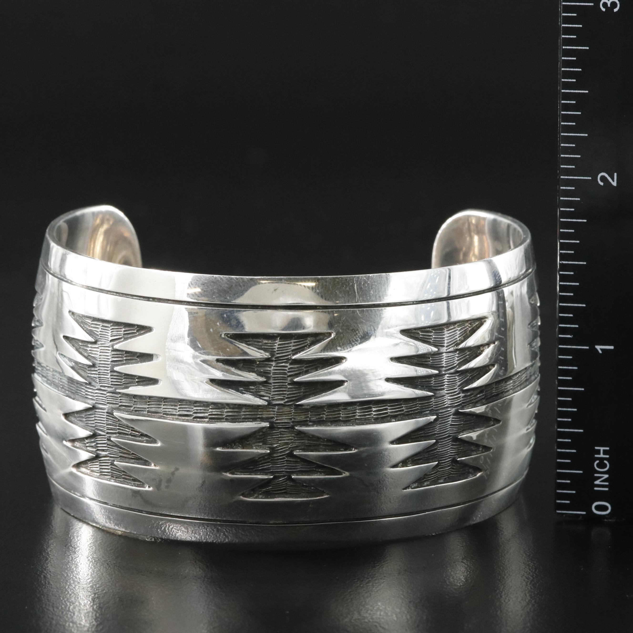 Mexican Sterling Overlay Cuff Bracelet