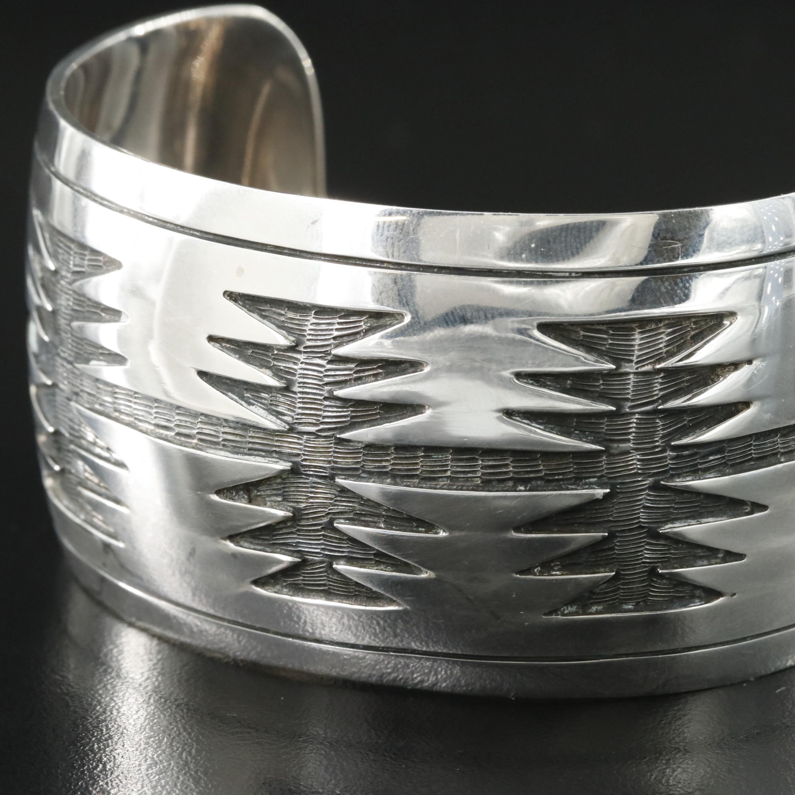 Mexican Sterling Overlay Cuff Bracelet