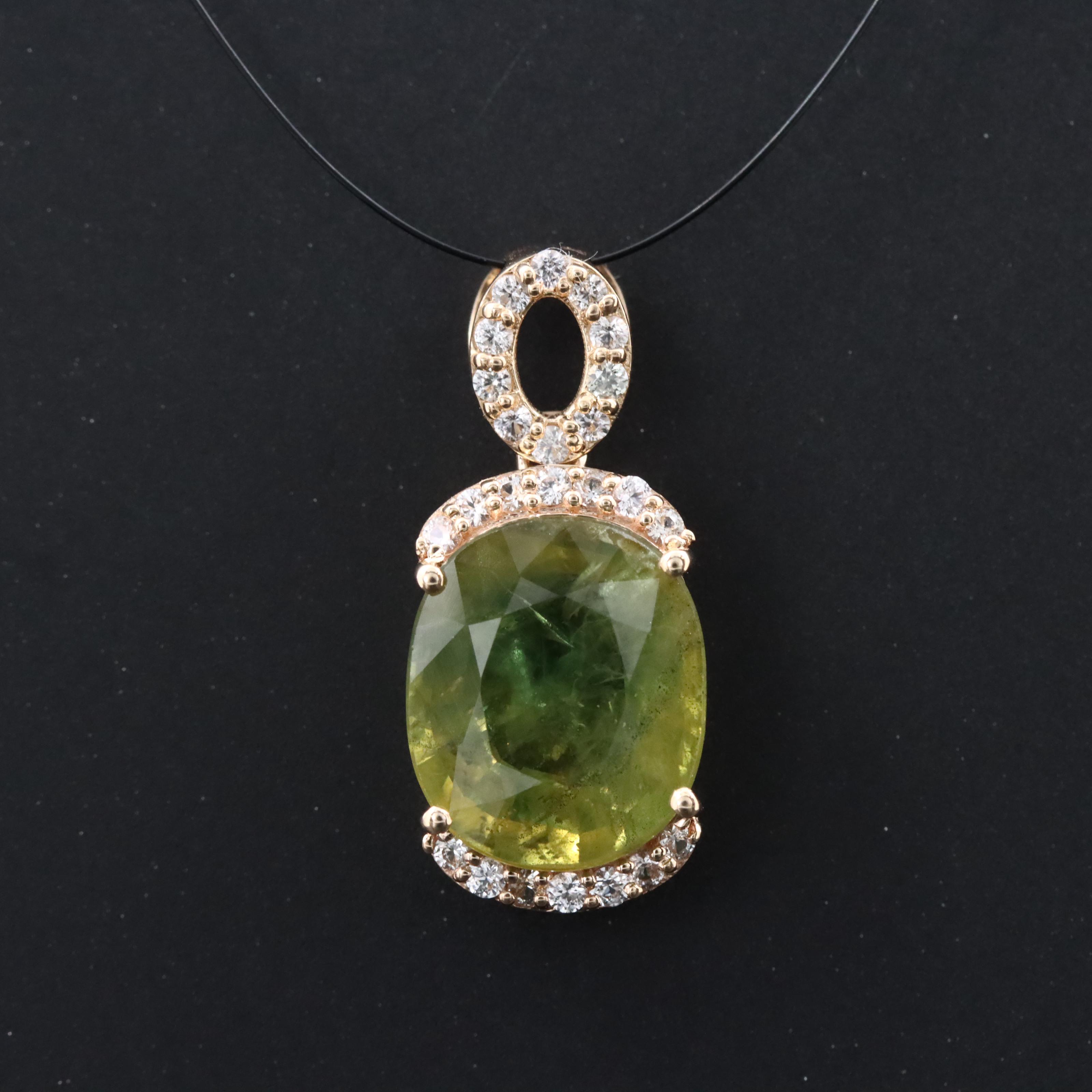 14K 4.80 CT Sapphire and White Sapphire Pendant