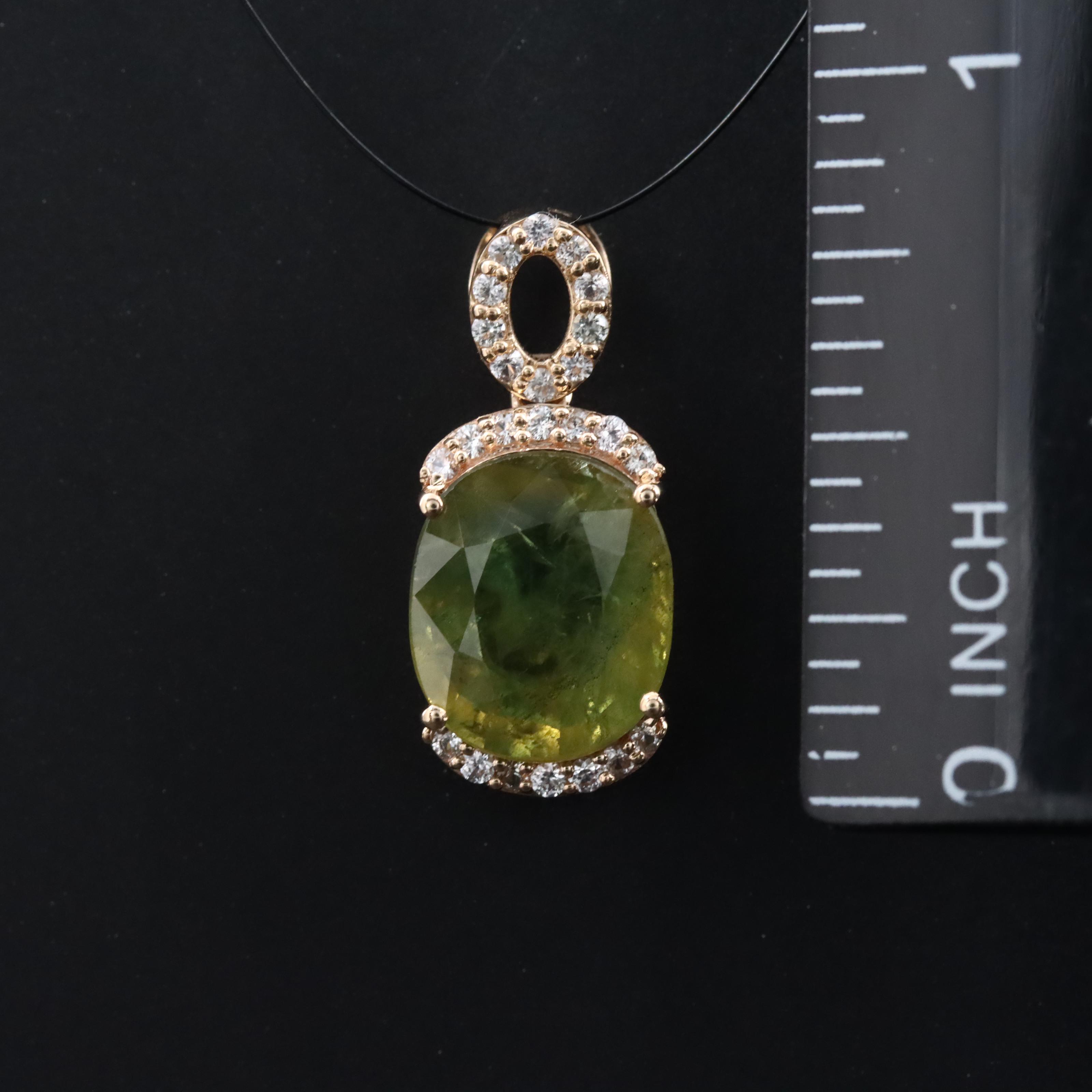 14K 4.80 CT Sapphire and White Sapphire Pendant