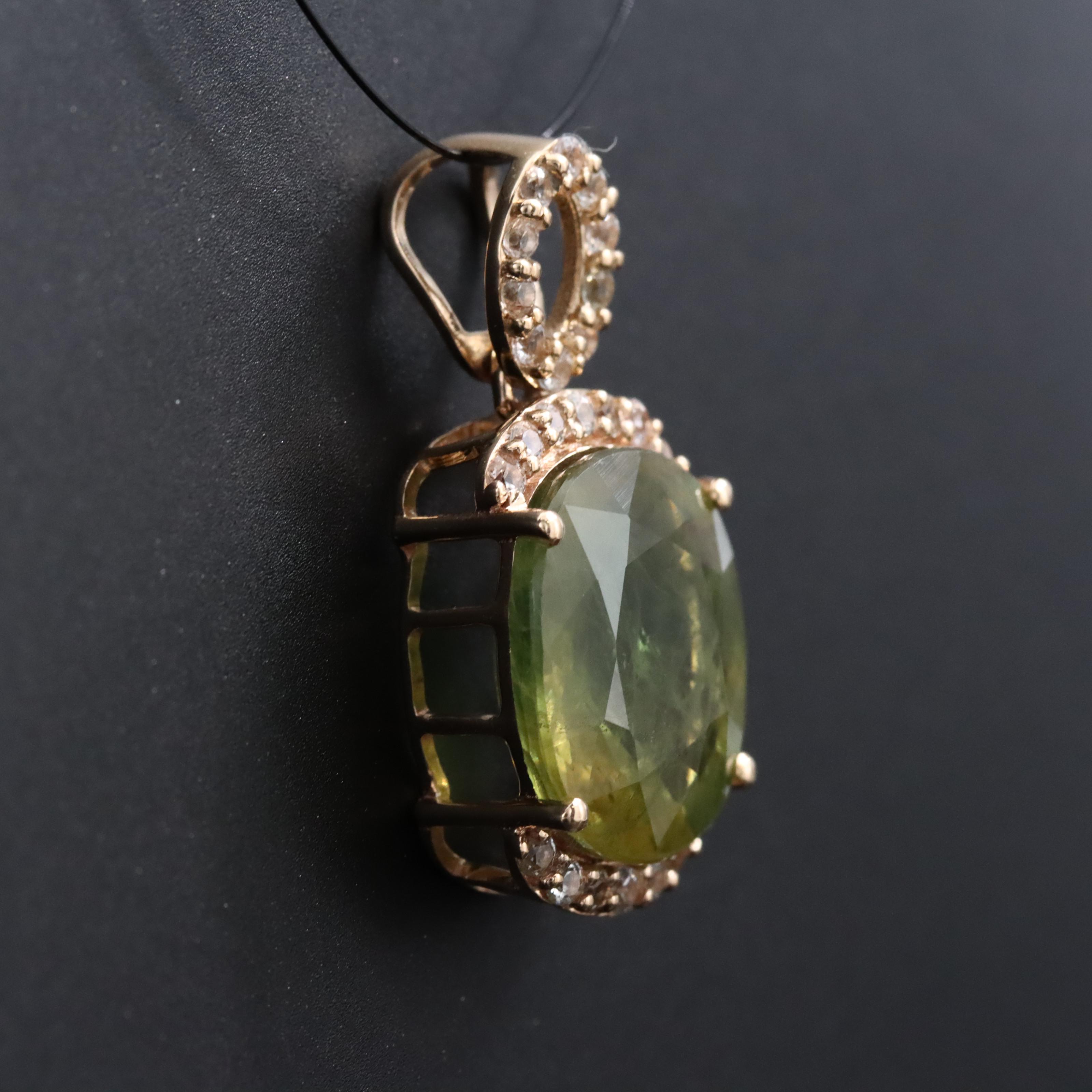 14K 4.80 CT Sapphire and White Sapphire Pendant