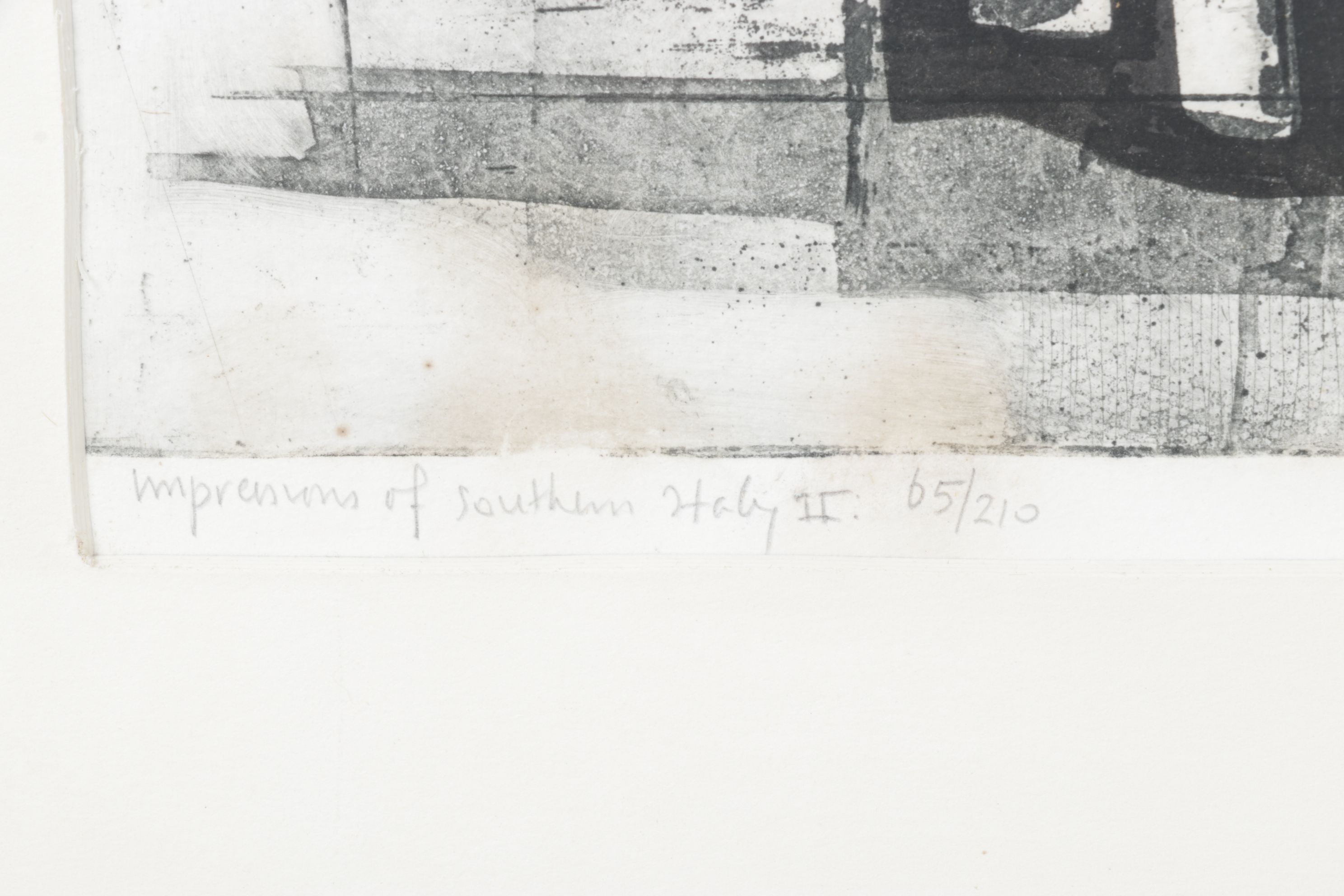 Ru van Rossem Aquatint Etching "Impressions of Southern Italy II", 1962