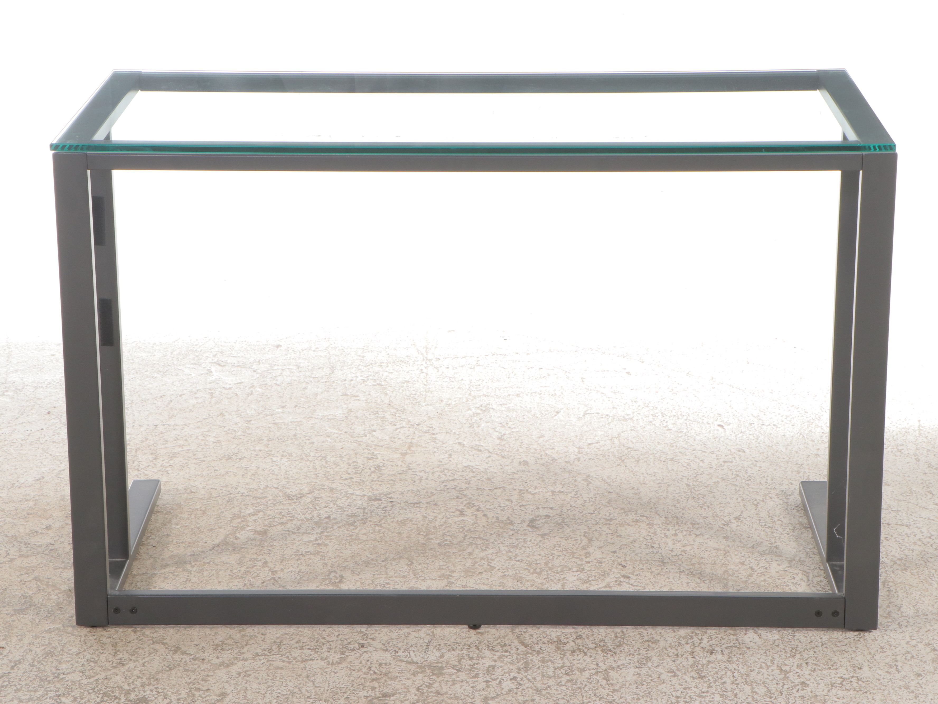 Modern Metal Frame Desk with Glass Top, 21st Century