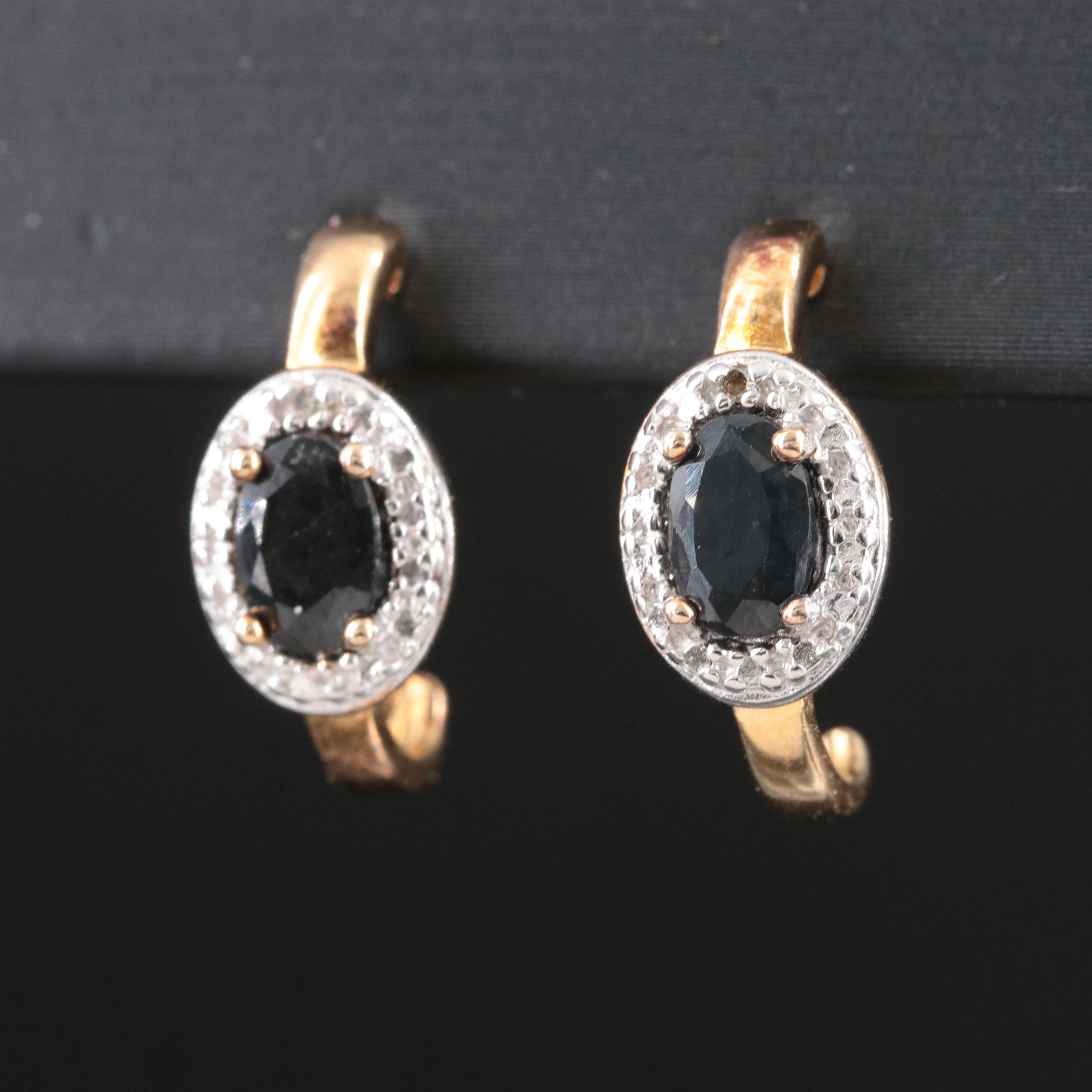 Sterling Sapphire and Diamond Earrings