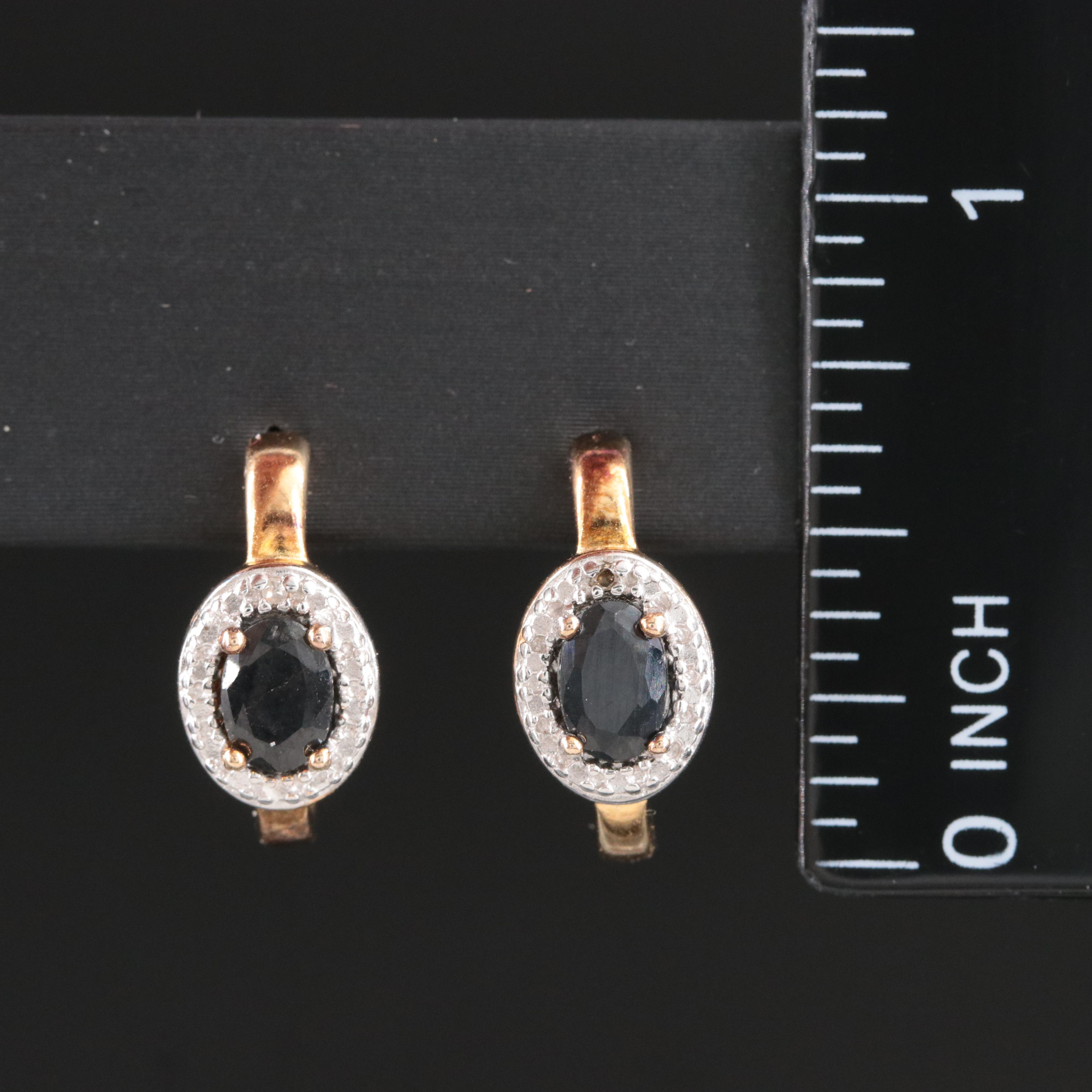 Sterling Sapphire and Diamond Earrings