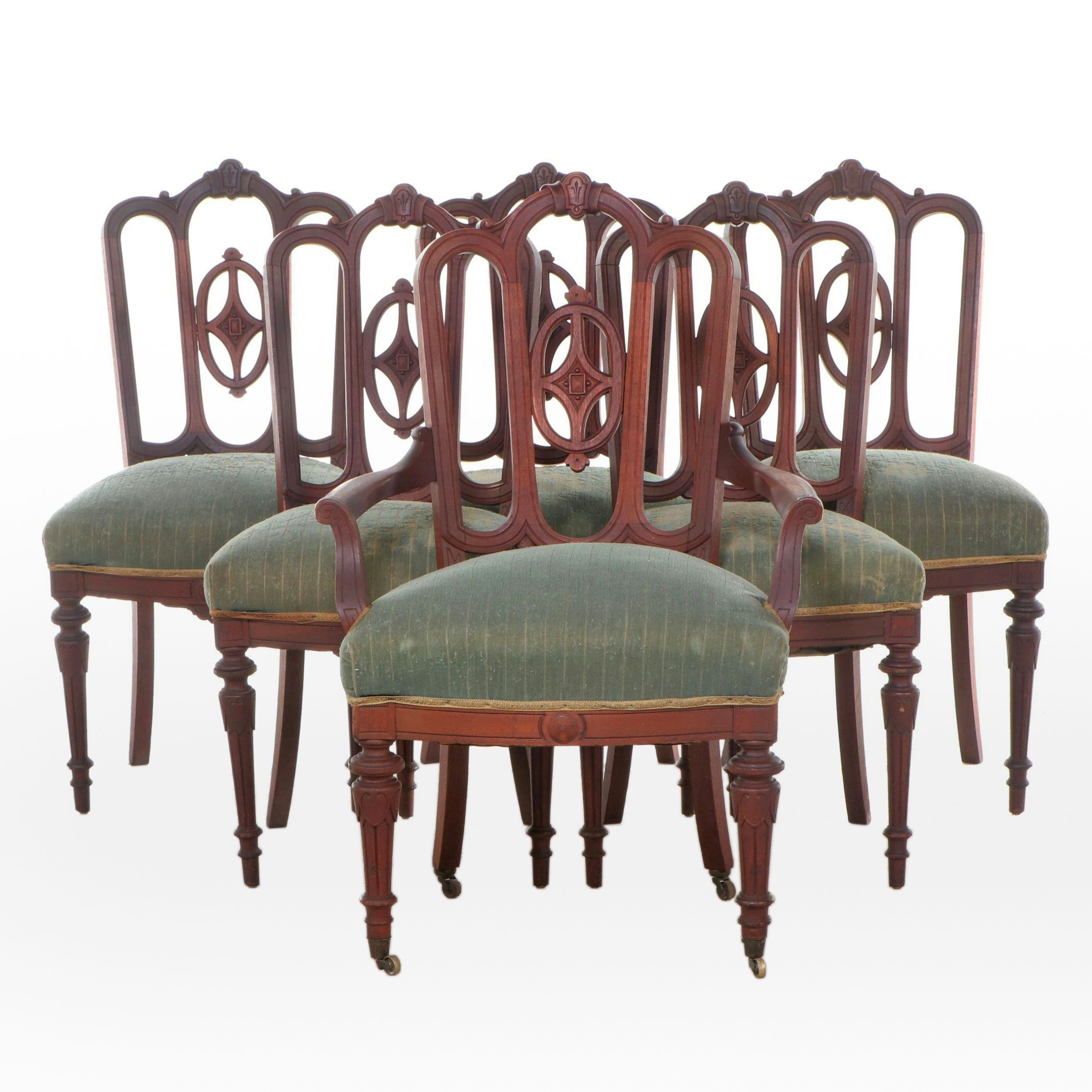 Set of Six Chippendale Style Walnut Chairs