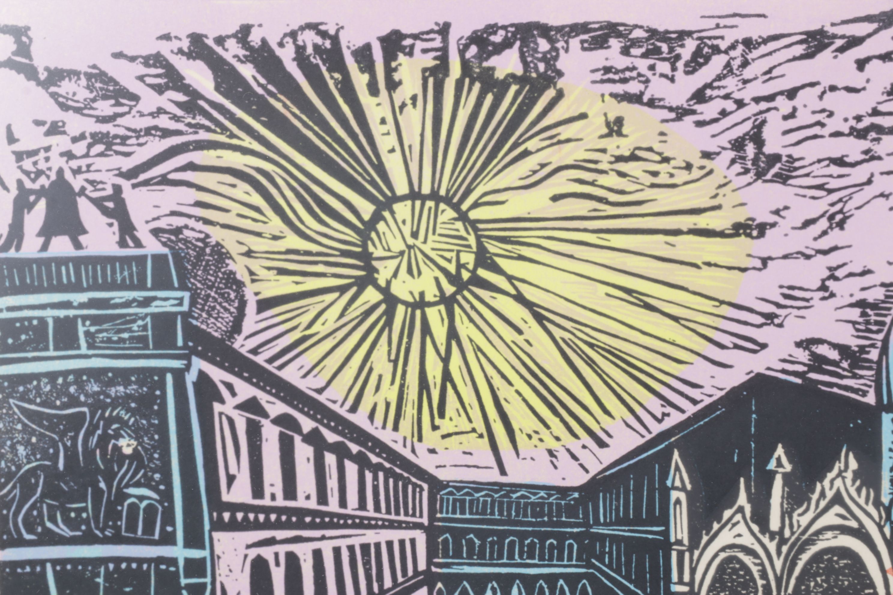 Irving Amen Color Woodcut "Piazza San Marco", Mid to Late 20th Century