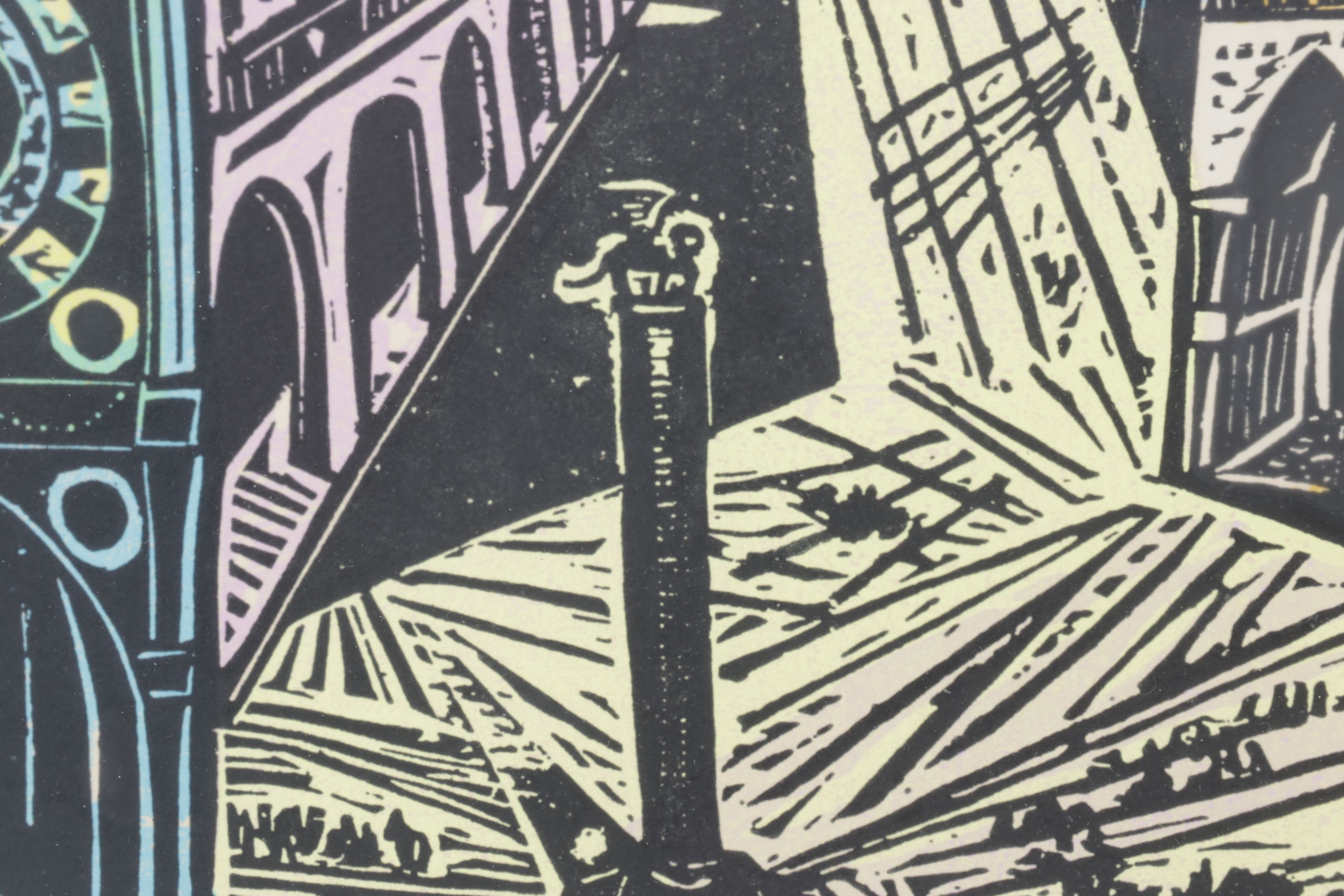 Irving Amen Color Woodcut "Piazza San Marco", Mid to Late 20th Century