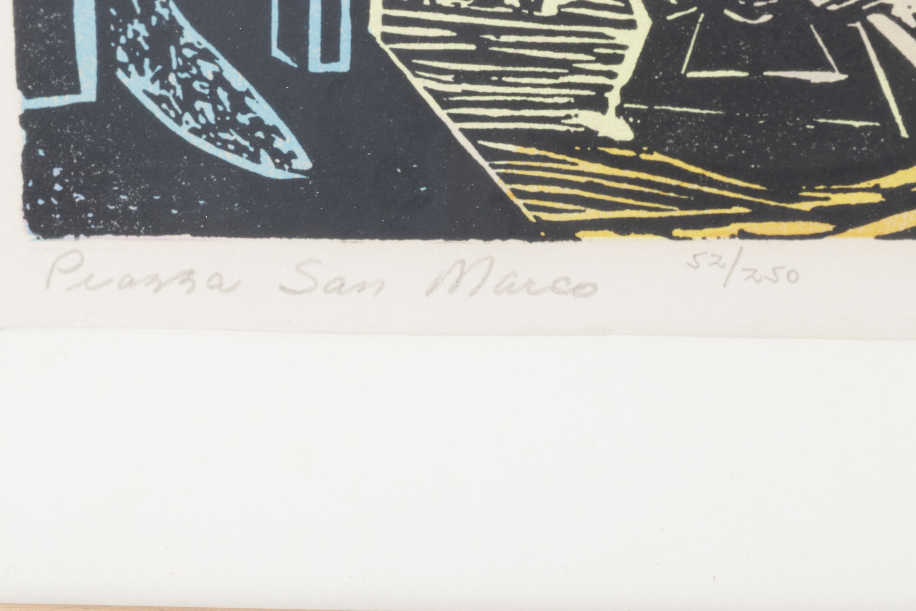 Irving Amen Color Woodcut "Piazza San Marco", Mid to Late 20th Century